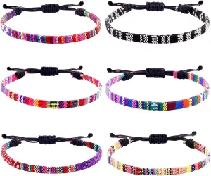 12 Pcs Boho Bracelets Adjustable Braided Bracelets Ankle Bracelets Bulk Woven Bracelet Friendship Bracelet for Women Men