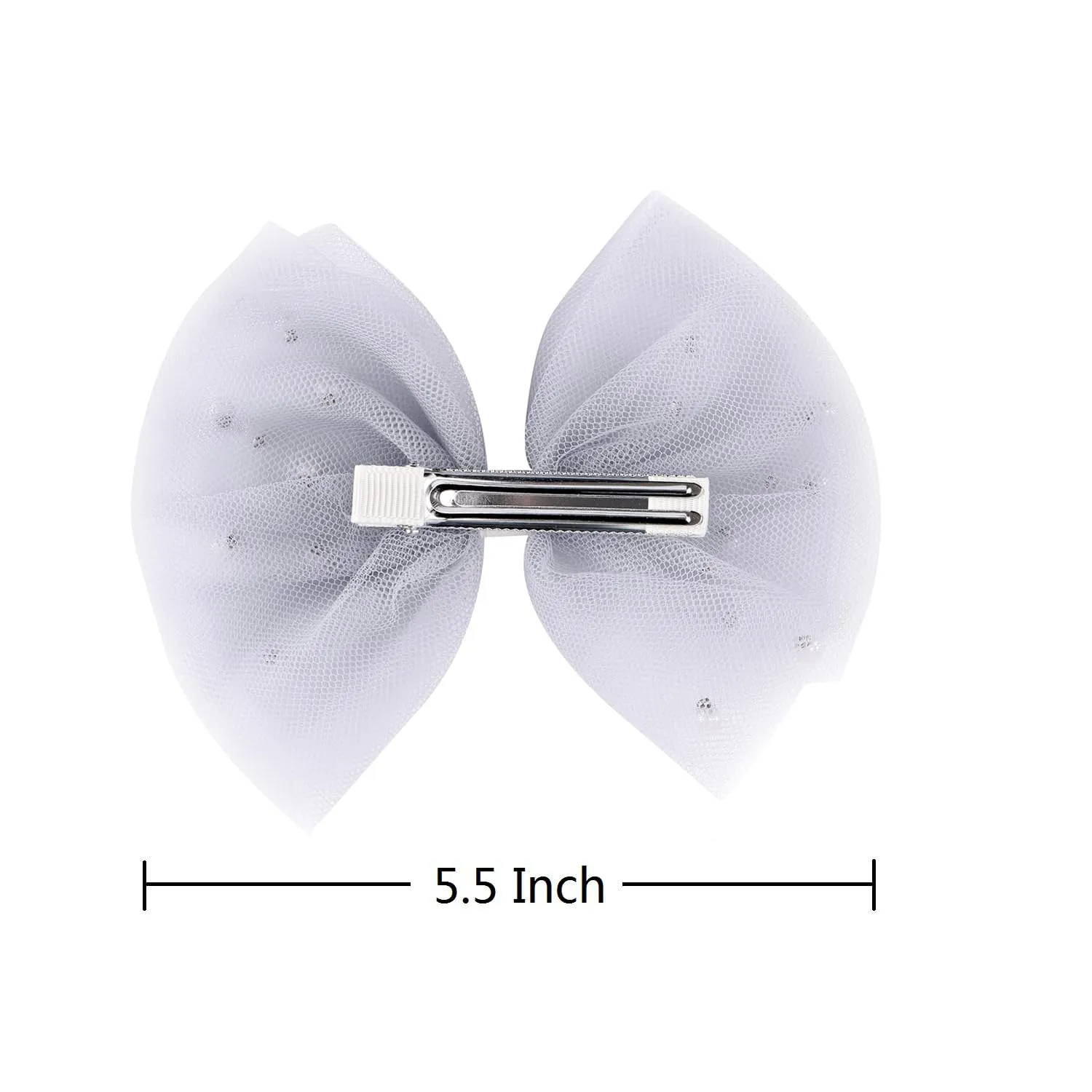 2 PCS Pearl Hair Bows Hair Clips for Toddler Girls - Elegant Ivory Lace Veil Hair Accessories for Birthday, Wedding, Halloween, Thanksgiving, and Christmas Occasions(Grey)