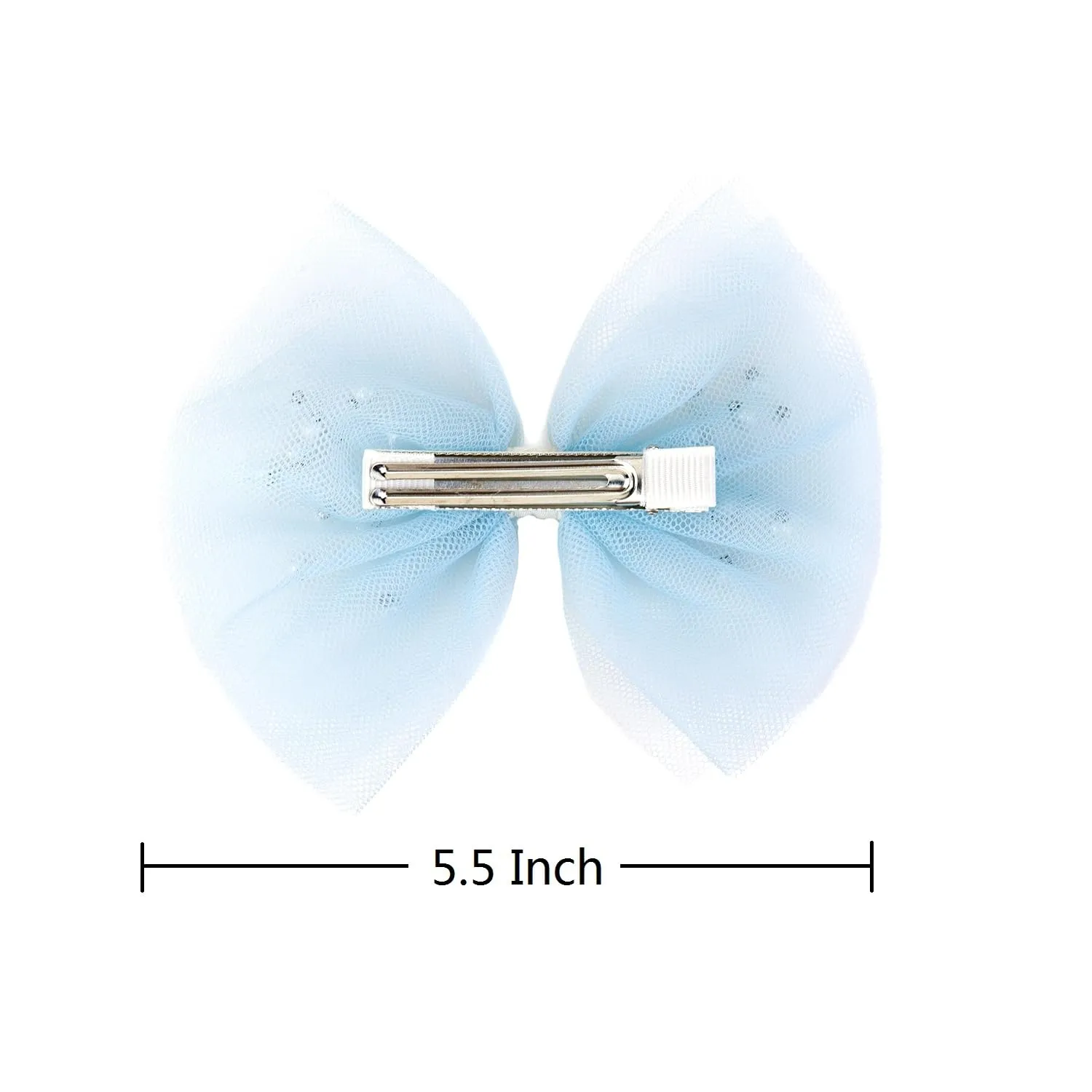 2 PCS Pearl Hair Bows Hair Clips for Toddler Girls - Elegant Ivory Lace Veil Hair Accessories for Birthday, Wedding, Halloween, Thanksgiving, and Christmas Occasions(Light Blue)