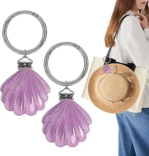 2Pcs Hat Clip for Travel - Hat Holder Clip Hanger for Travel on Bag, Seashell Car Beach Travel Accessory for Women