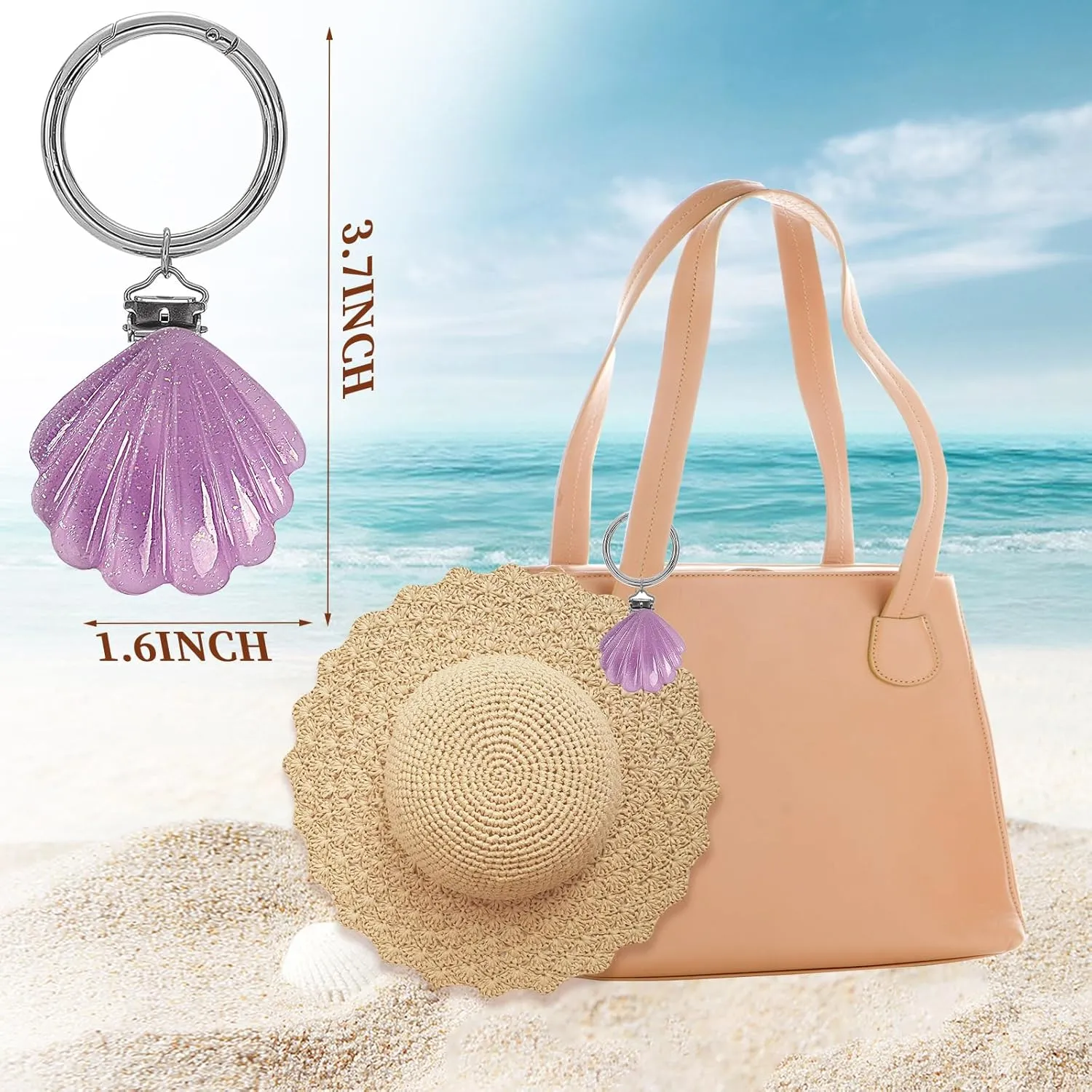 2Pcs Hat Clip for Travel - Hat Holder Clip Hanger for Travel on Bag, Seashell Car Beach Travel Accessory for Women