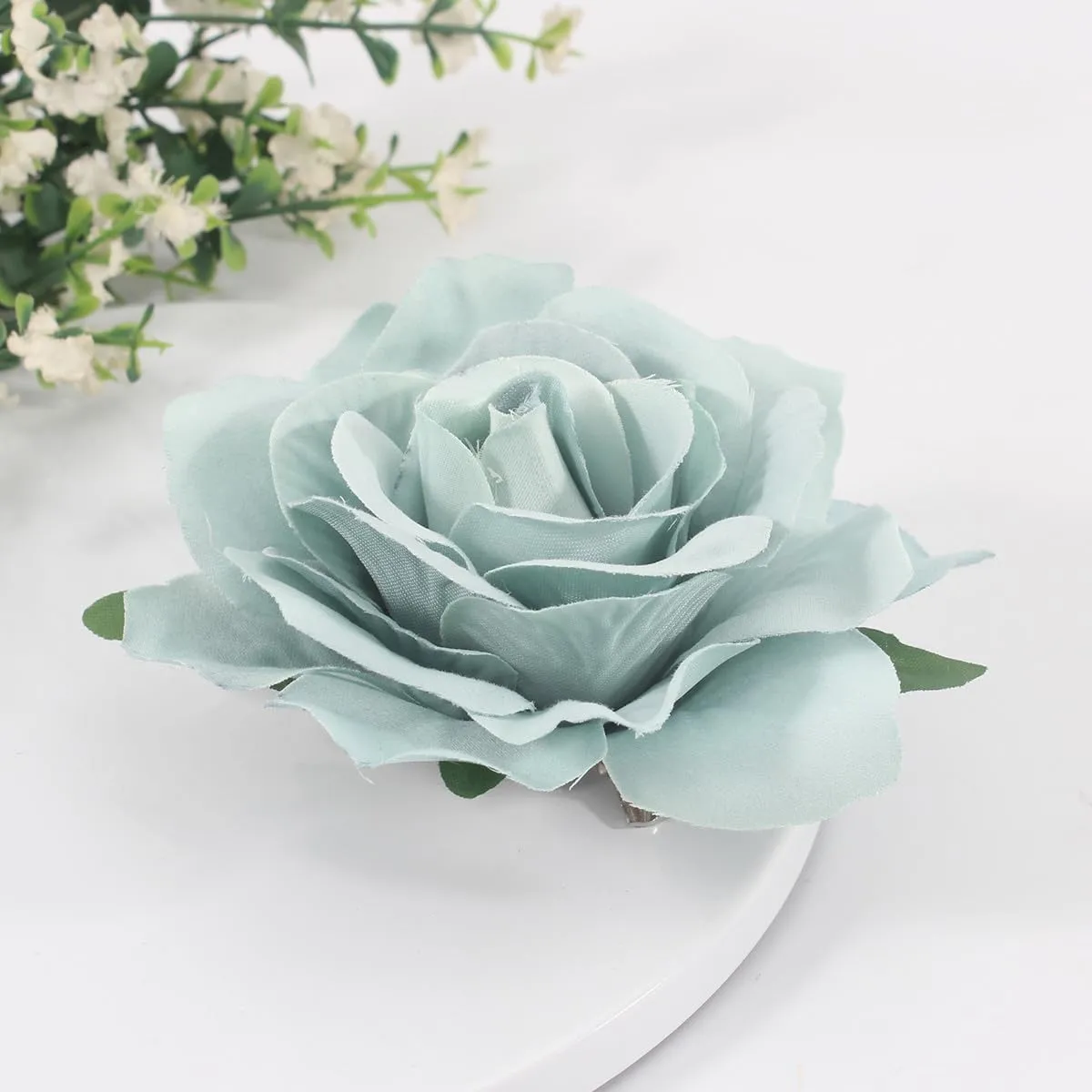 Baby Blue Rose Brooches Flower Hair Clips for Women | Brooches and Pins | Hair Accessories | Valentines Hair Clips, Wedding Hair Accessories for Women | Lapel Pin