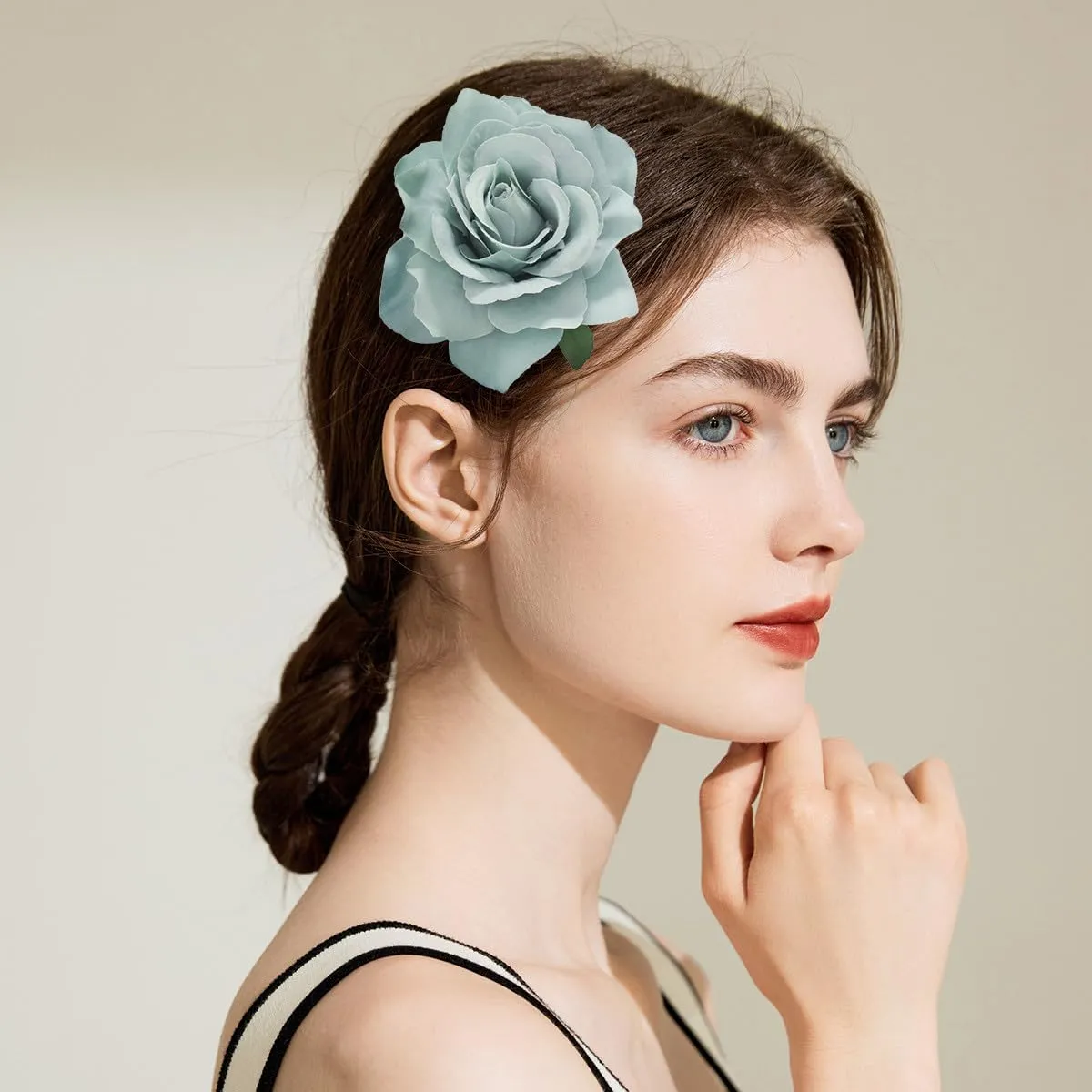 Baby Blue Rose Brooches Flower Hair Clips for Women | Brooches and Pins | Hair Accessories | Valentines Hair Clips, Wedding Hair Accessories for Women | Lapel Pin