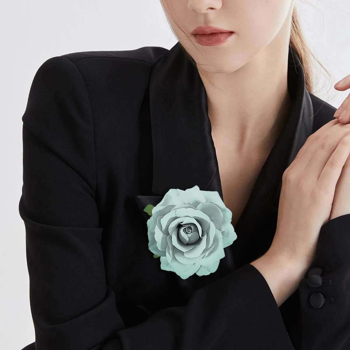 Baby Blue Rose Brooches Flower Hair Clips for Women | Brooches and Pins | Hair Accessories | Valentines Hair Clips, Wedding Hair Accessories for Women | Lapel Pin
