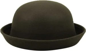 Black Bowler Hat Short Rolled Brim Fedora Hat for Men and Women Bow Cloche Bowler Fedora Hat
