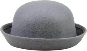 Black Bowler Hat Short Rolled Brim Fedora Hat for Men and Women Bow Cloche Bowler Fedora Hat