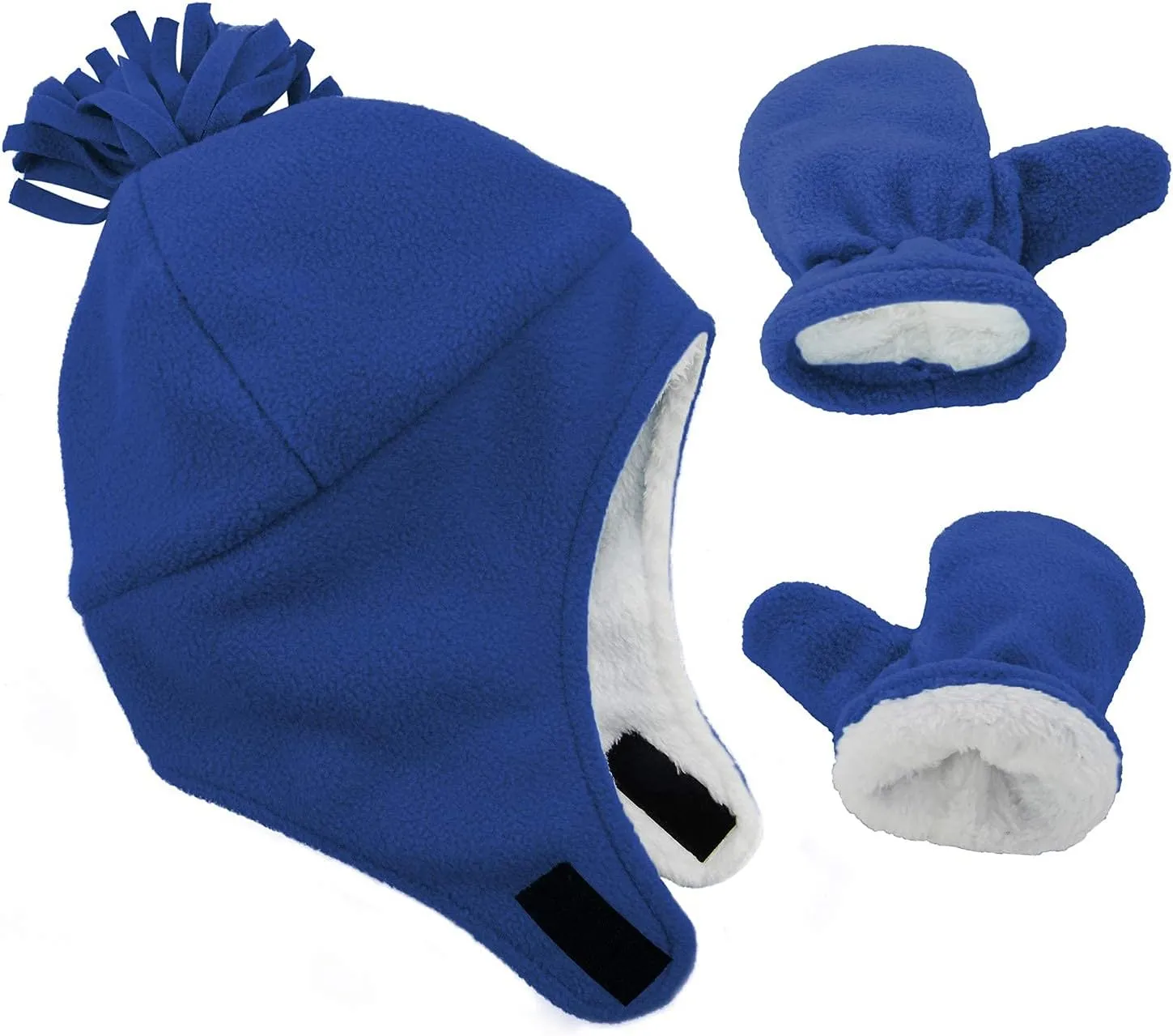 Century Star Baby Fleece Hat Warm Earflap Kids Caps Toddler Boys Winter Hat and Mitten Set