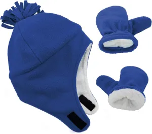 Century Star Baby Fleece Hat Warm Earflap Kids Caps Toddler Boys Winter Hat and Mitten Set