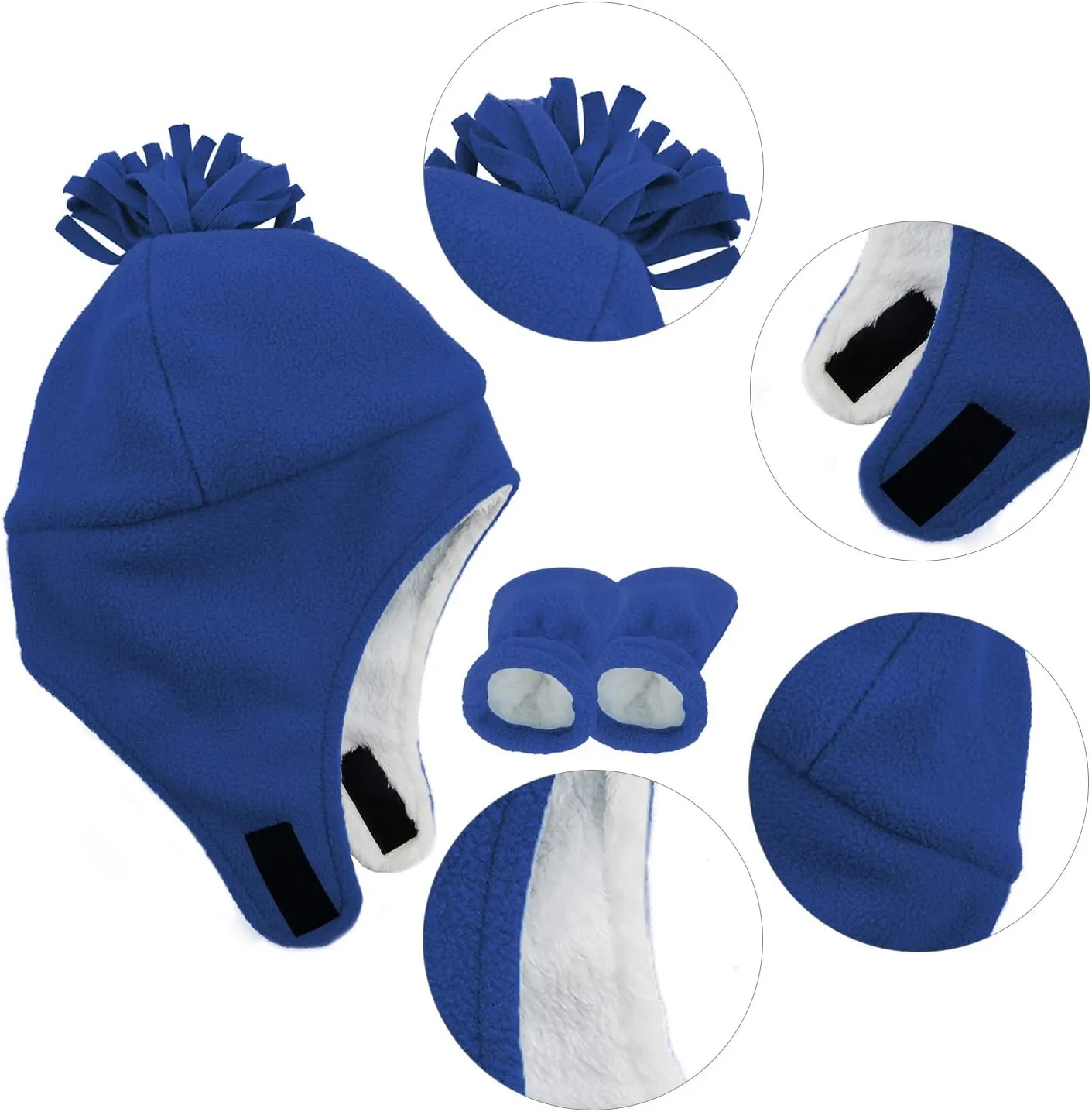 Century Star Baby Fleece Hat Warm Earflap Kids Caps Toddler Boys Winter Hat and Mitten Set