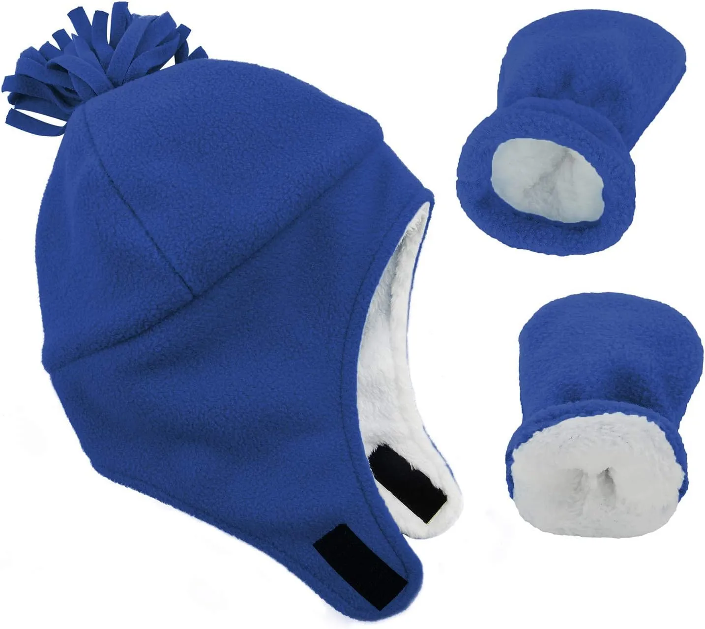 Century Star Baby Fleece Hat Warm Earflap Kids Caps Toddler Boys Winter Hat and Mitten Set