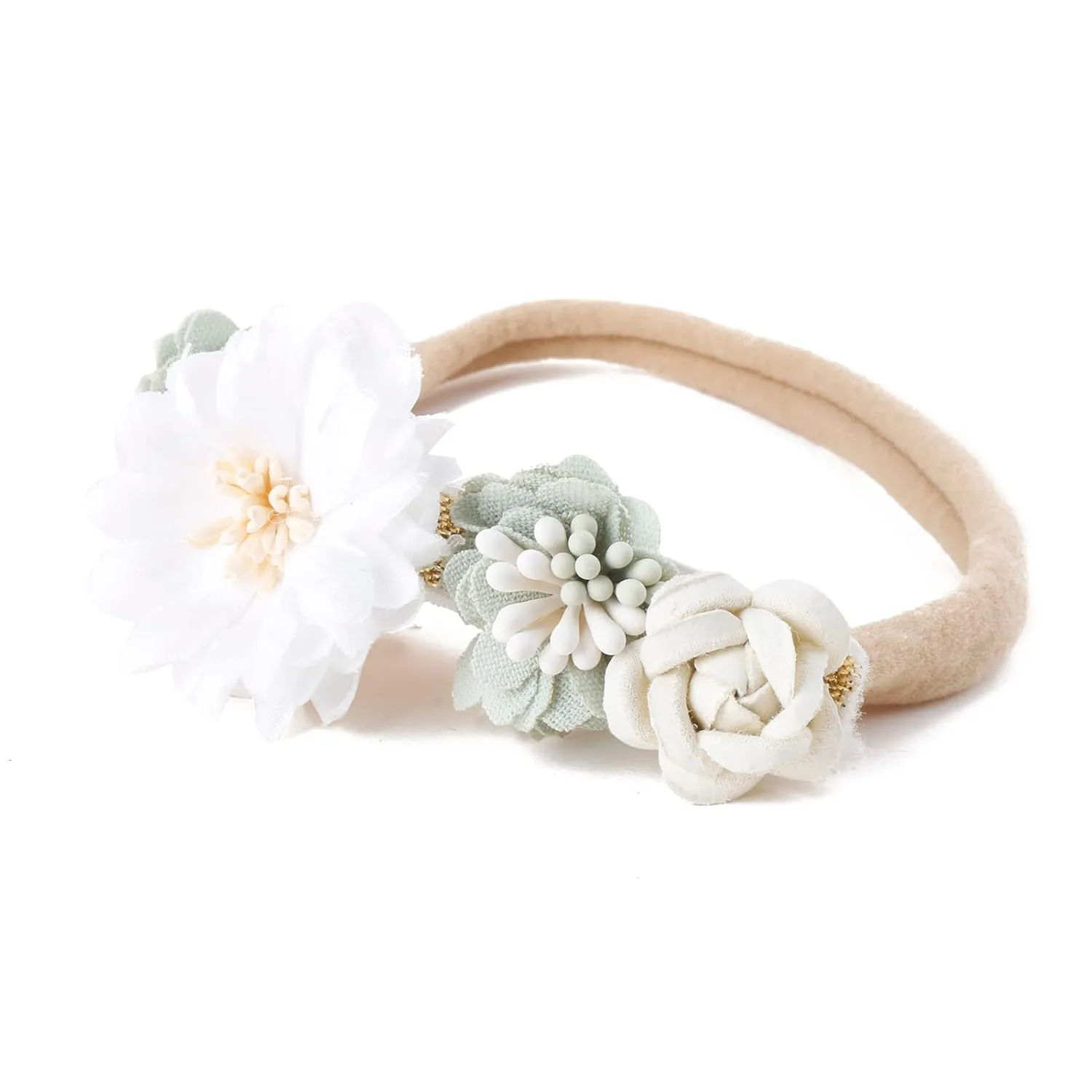 cherrboll 3pcs Baby Girl Flower Headbands, Super Soft & Stretchy Nylon Floral Hairbands for Newborn Toddler