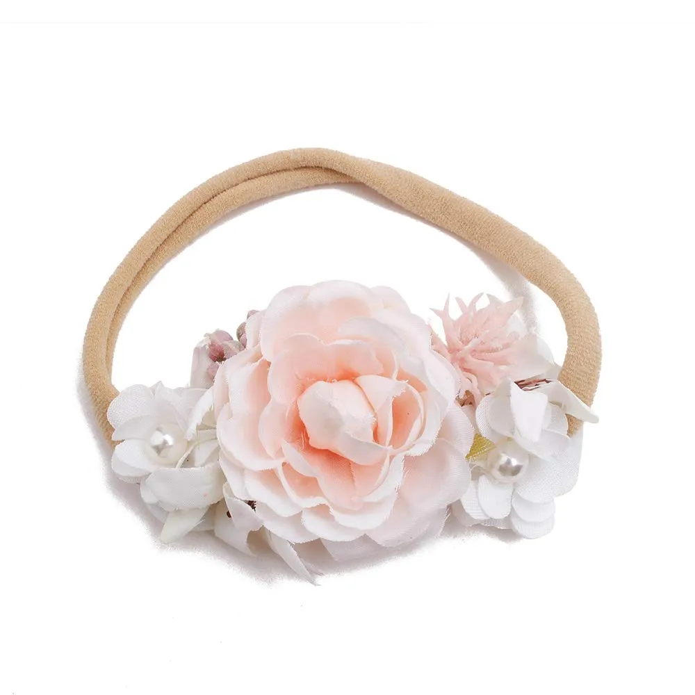 cherrboll 3pcs Baby Girl Flower Headbands, Super Soft & Stretchy Nylon Floral Hairbands for Newborn Toddler