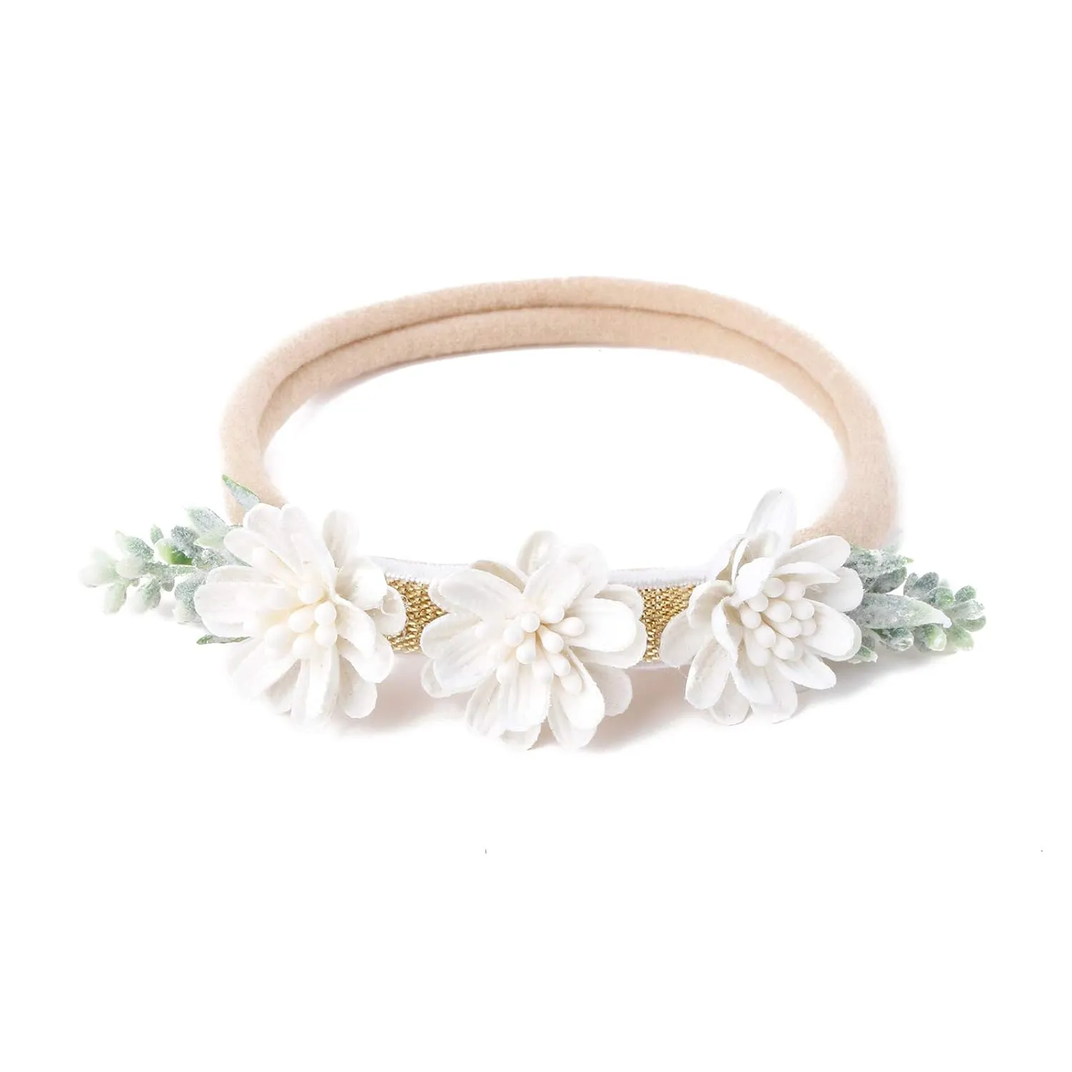cherrboll 3pcs Baby Girl Flower Headbands, Super Soft & Stretchy Nylon Floral Hairbands for Newborn Toddler