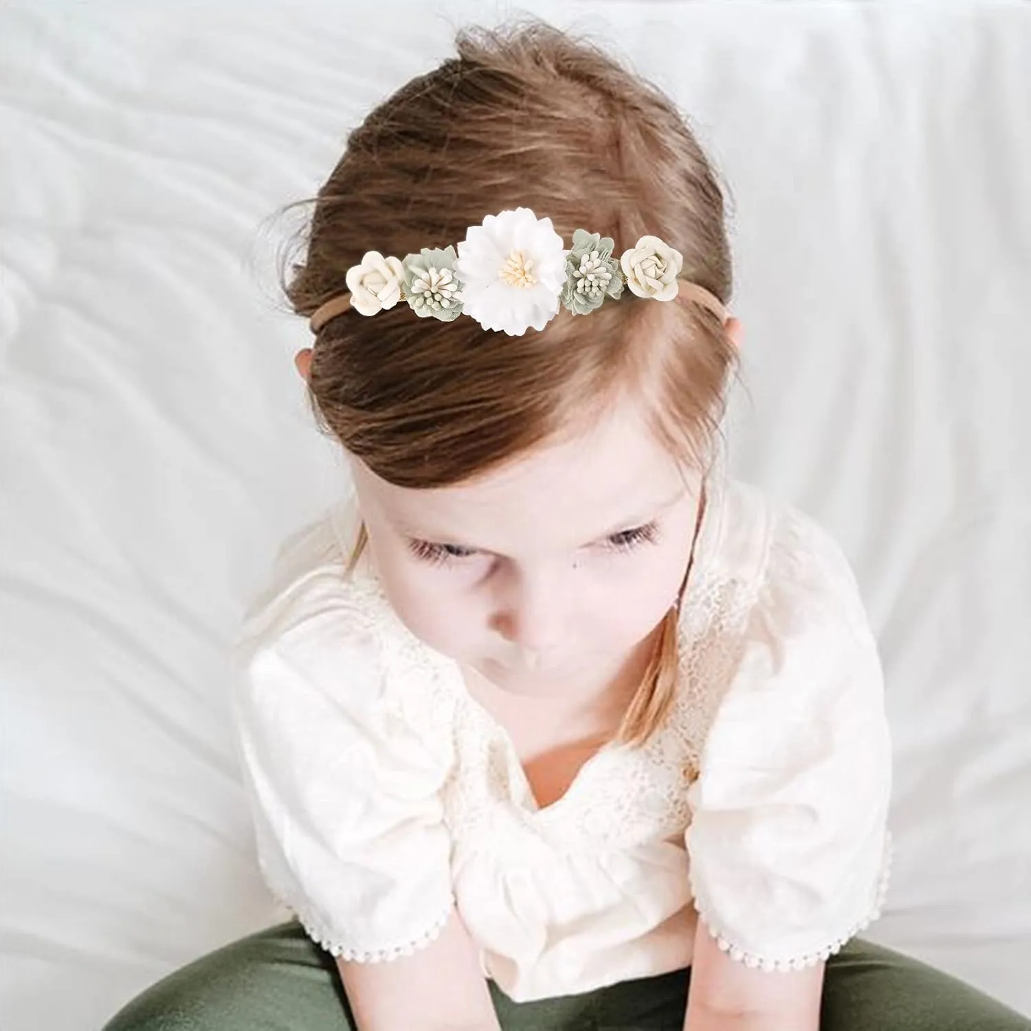 cherrboll 3pcs Baby Girl Flower Headbands, Super Soft & Stretchy Nylon Floral Hairbands for Newborn Toddler
