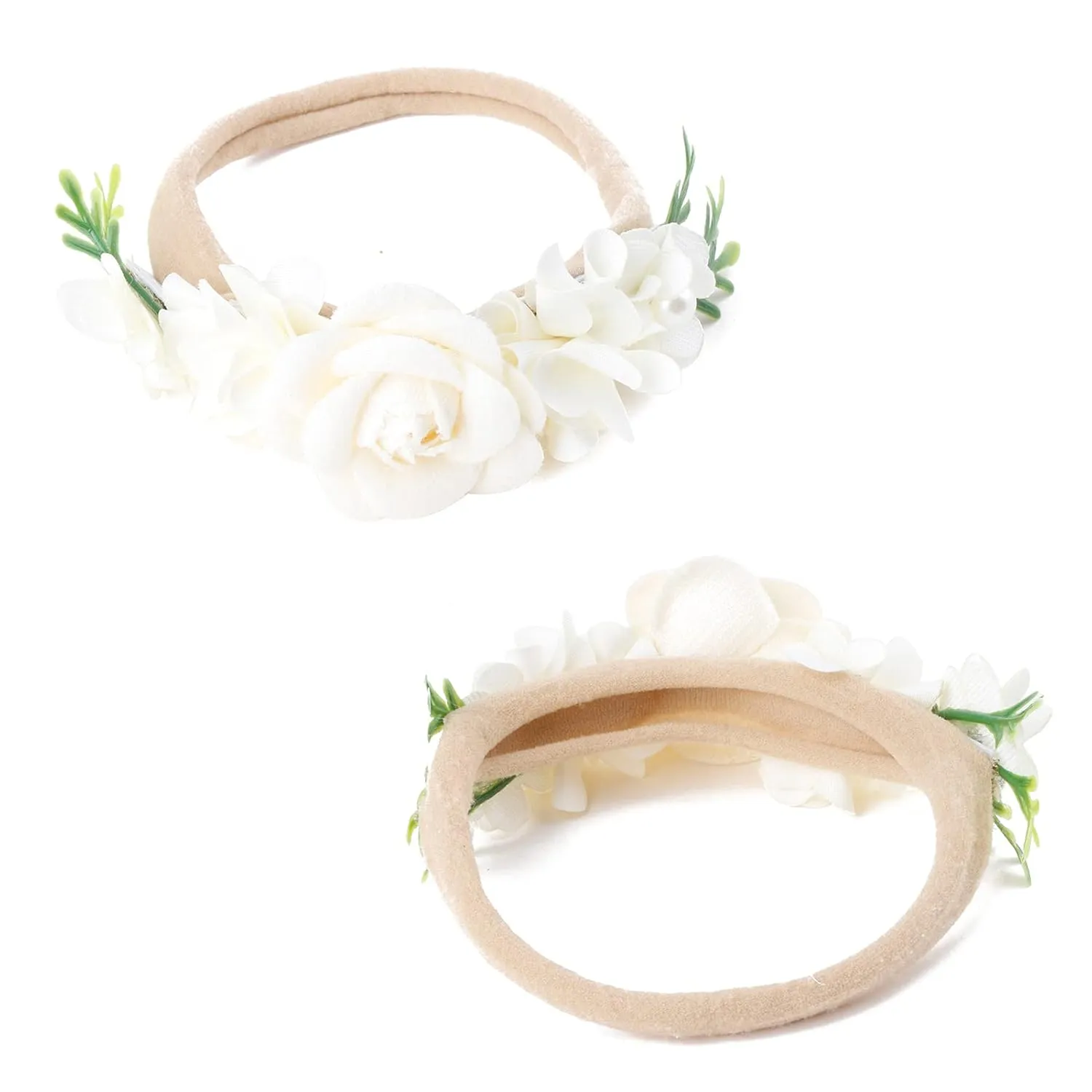 cherrboll 3pcs Baby Girl Flower Headbands, Super Soft & Stretchy Nylon Floral Hairbands for Newborn Toddler