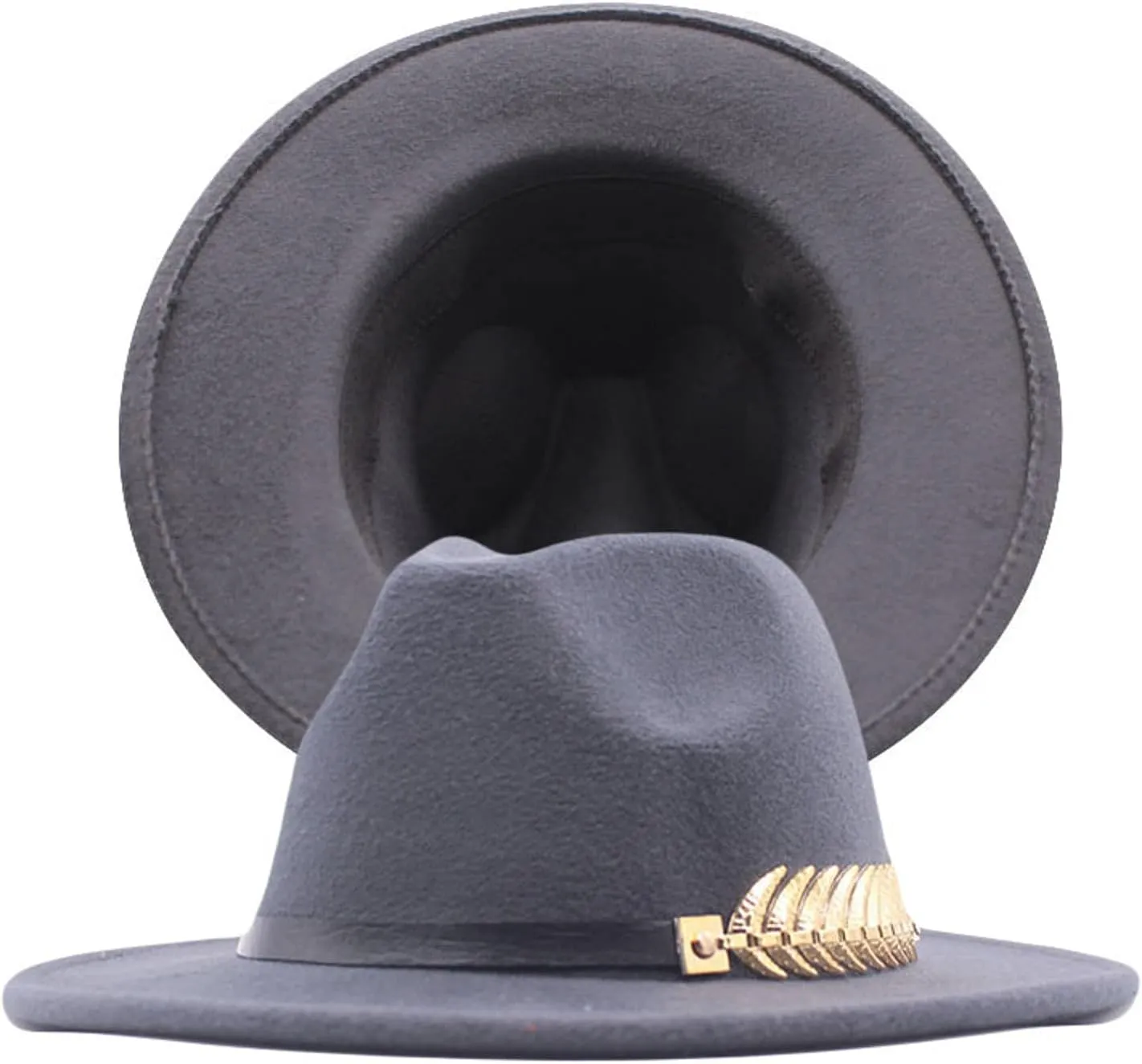 Classic Floppy Panama Hat with Metal Belt Buckle Men's Dress Hats Women's Fashion Lady Retro Wide Brim Fedora Hat