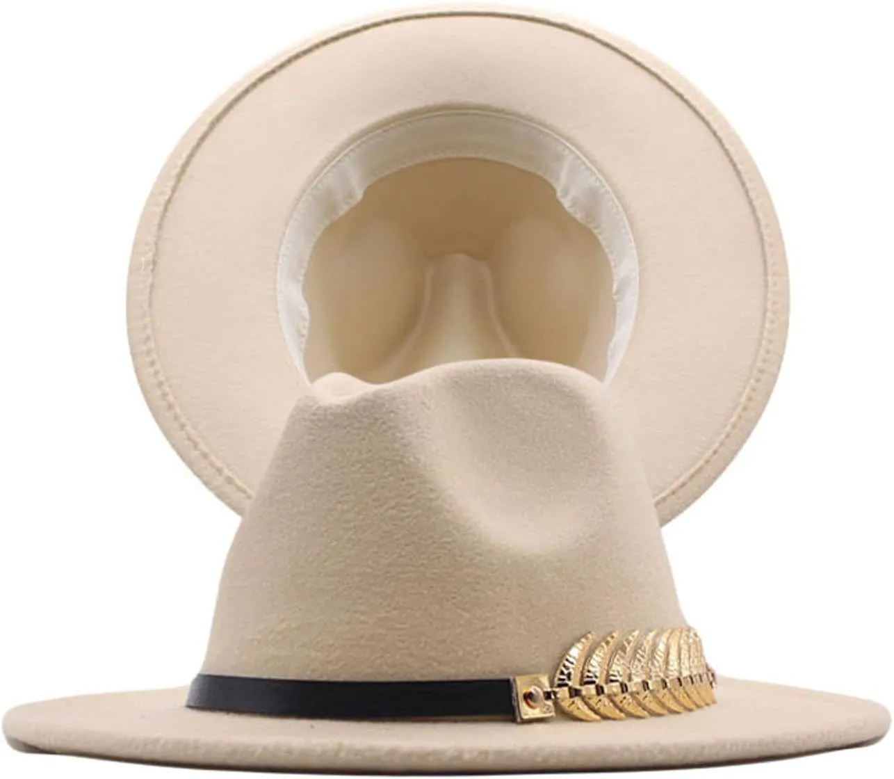 Classic Floppy Panama Hat with Metal Belt Buckle Men's Dress Hats Women's Fashion Lady Retro Wide Brim Fedora Hat