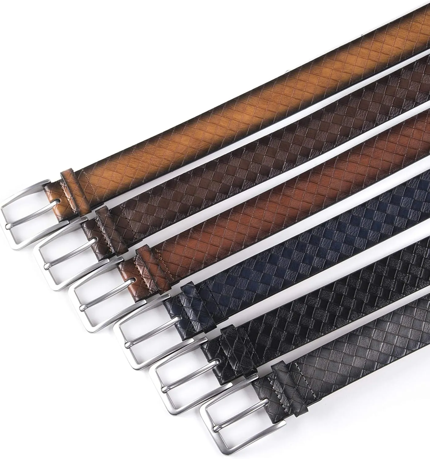 Fabio Valenti Men's Casual Jean Leather Belt 1 1/2 Wide 4MM Thick Alloy Prong Buckle Work Dress Belt for Men