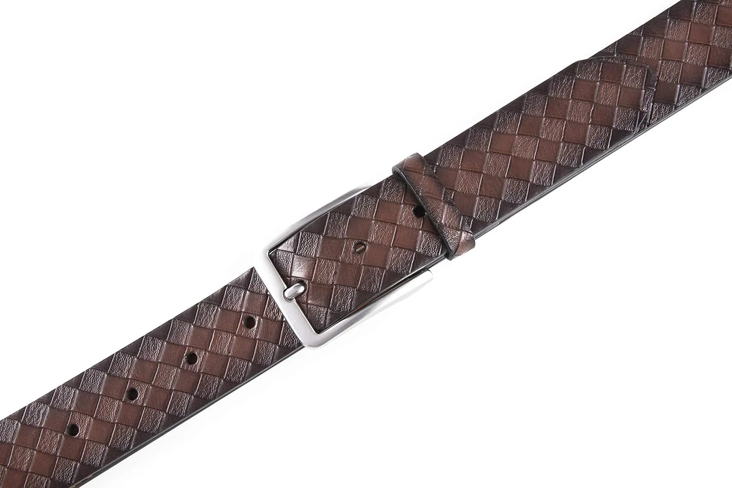 Fabio Valenti Men's Casual Jean Leather Belt 1 1/2 Wide 4MM Thick Alloy Prong Buckle Work Dress Belt for Men