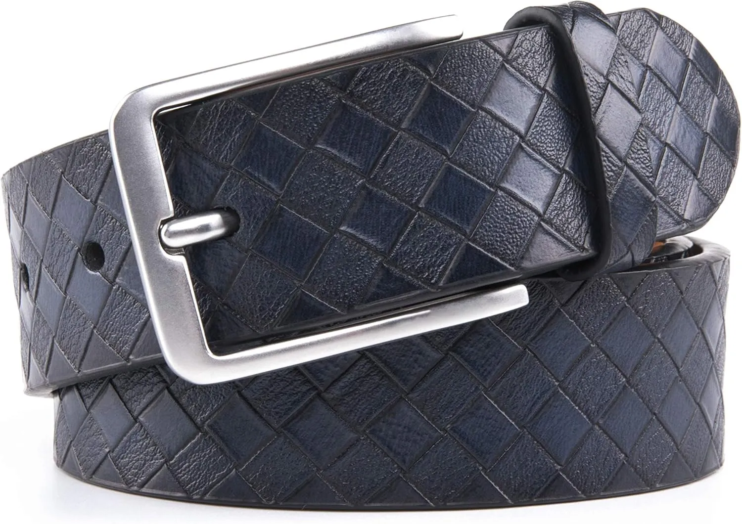 Fabio Valenti Men's Casual Jean Leather Belt 1 1/2 Wide 4MM Thick Alloy Prong Buckle Work Dress Belt for Men