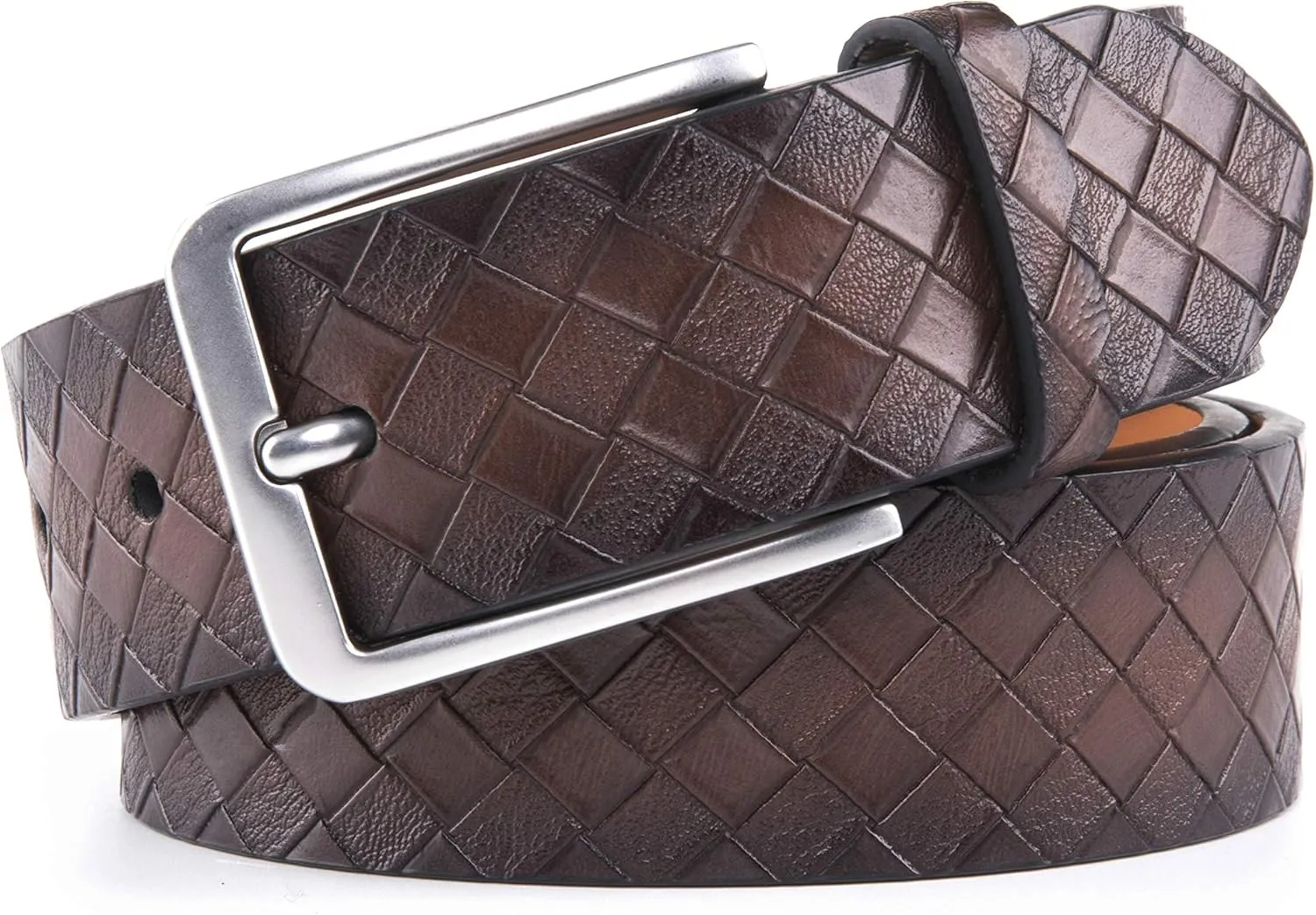 Fabio Valenti Men's Casual Jean Leather Belt 1 1/2 Wide 4MM Thick Alloy Prong Buckle Work Dress Belt for Men
