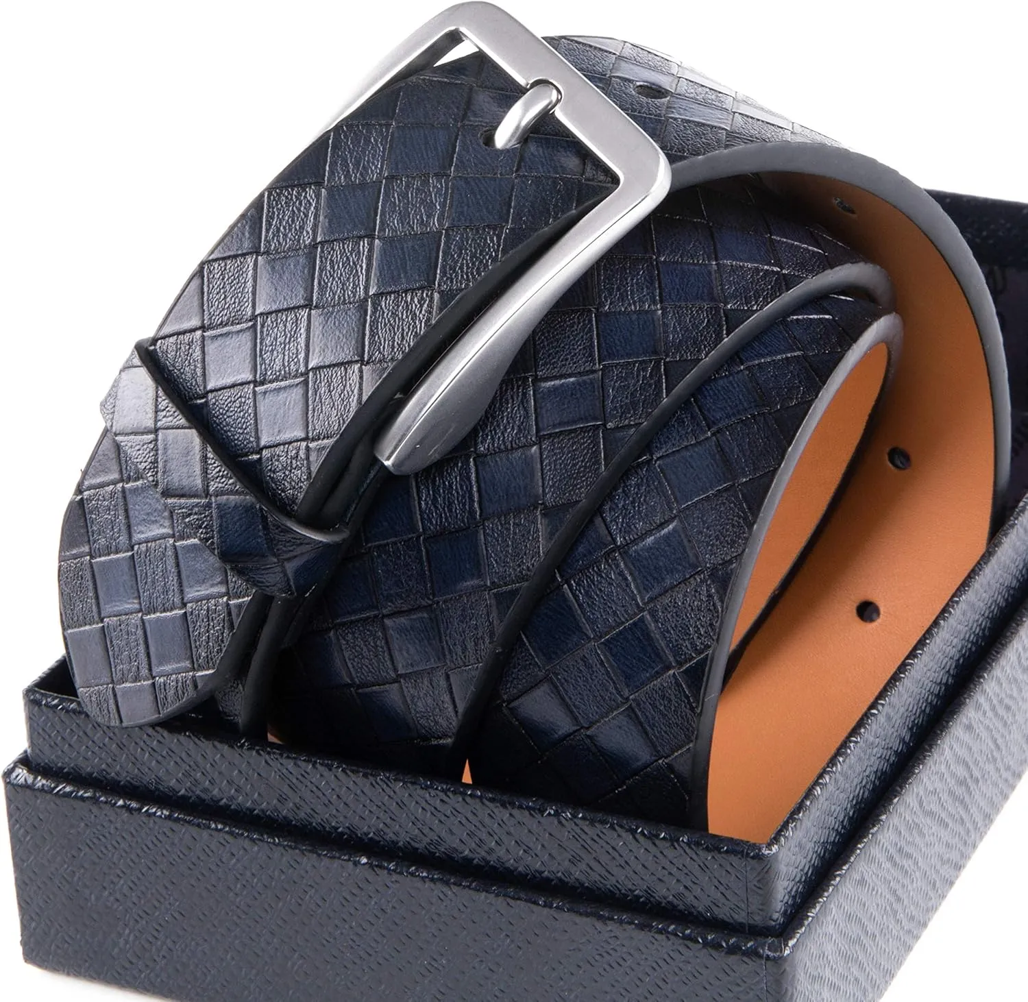 Fabio Valenti Men's Casual Jean Leather Belt 1 1/2 Wide 4MM Thick Alloy Prong Buckle Work Dress Belt for Men