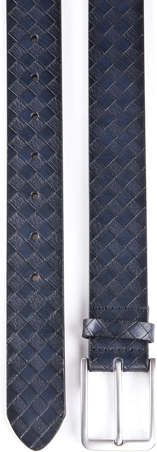 Fabio Valenti Men's Casual Jean Leather Belt 1 1/2 Wide 4MM Thick Alloy Prong Buckle Work Dress Belt for Men