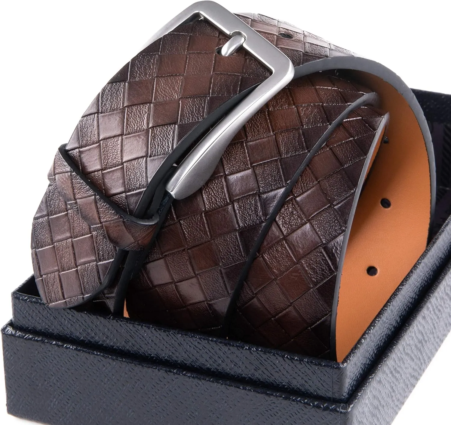 Fabio Valenti Men's Casual Jean Leather Belt 1 1/2 Wide 4MM Thick Alloy Prong Buckle Work Dress Belt for Men