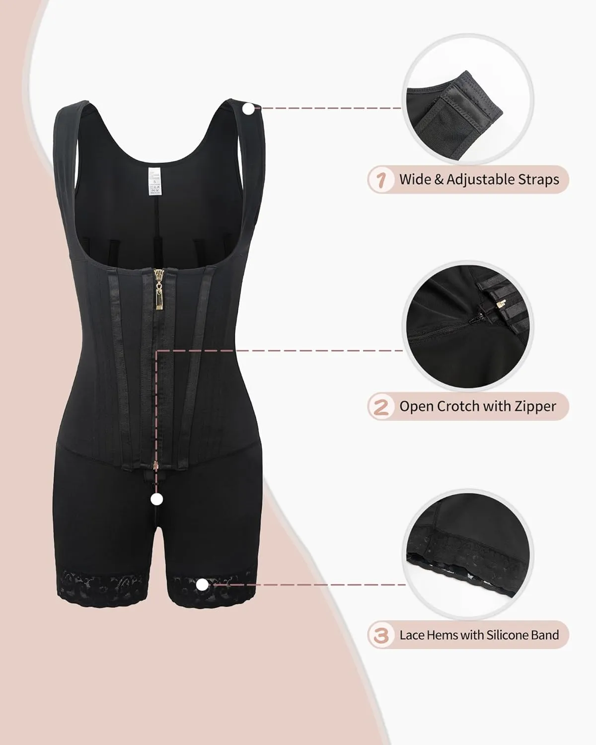 Fajas Colombianas Moldeadoras Shapewear Tummy Control Faja Body Shaper Postpartum Butt Lifter with Zipper Crotch