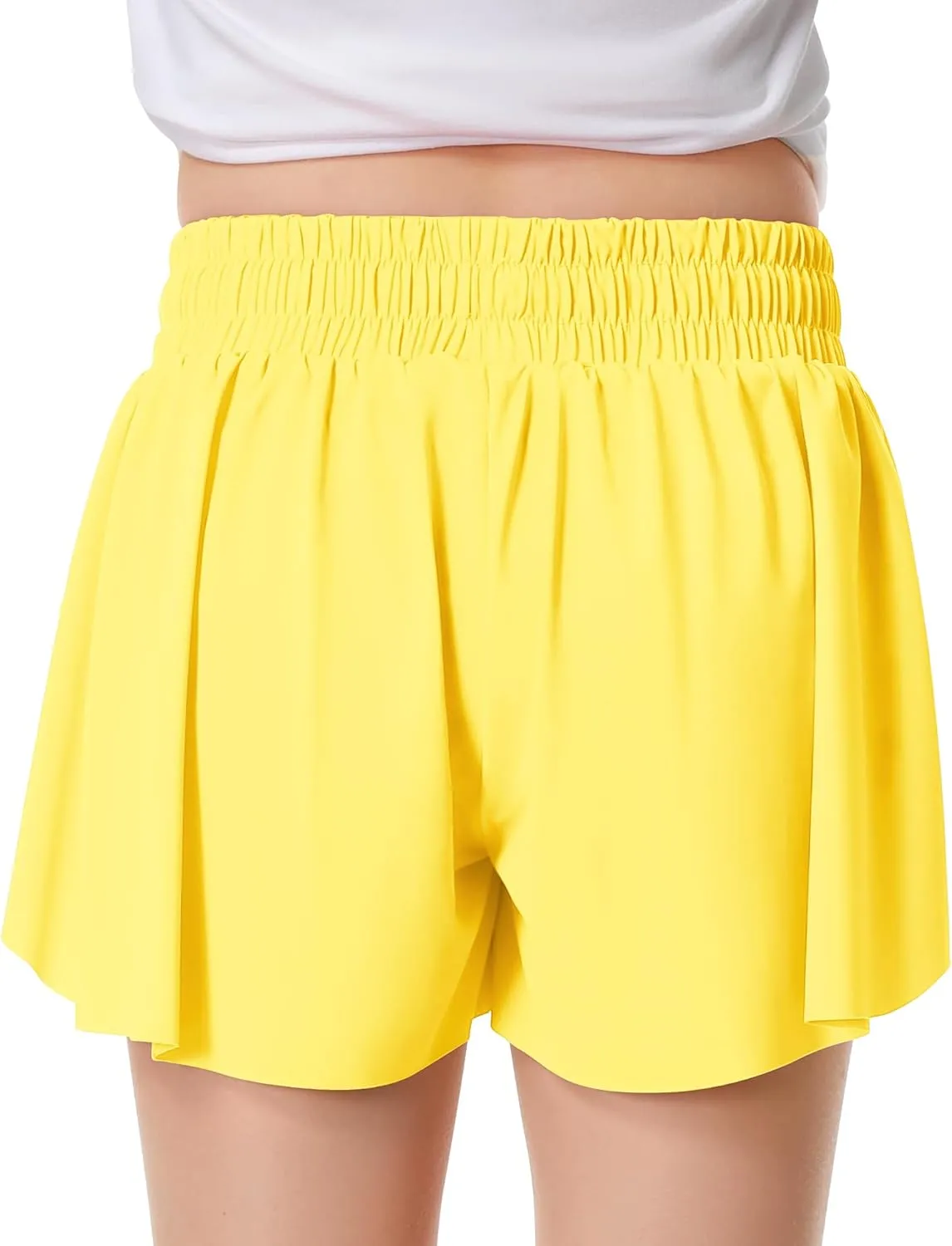 Girls Flowy Shorts Butterfly Shorts for Kids with Pocket 2-in-1 Athletic Shorts Running Shorts for Girls
