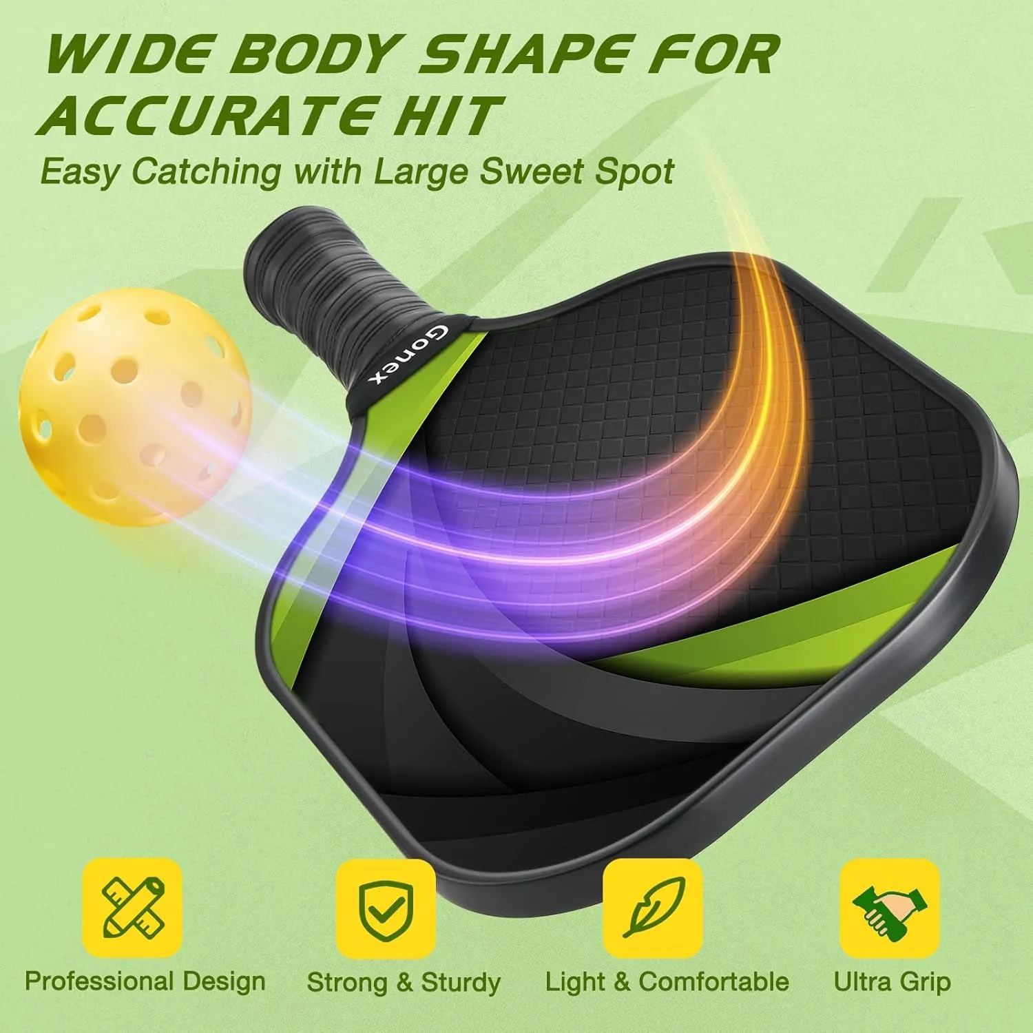Gonex Pickleball Paddles, USAPA Approved Graphite Pickleball Rackets with Comfort Grip, Carbon Fiber Pickleball Set of 2/4 Paddles with 4 Balls, Portable Carry Bag