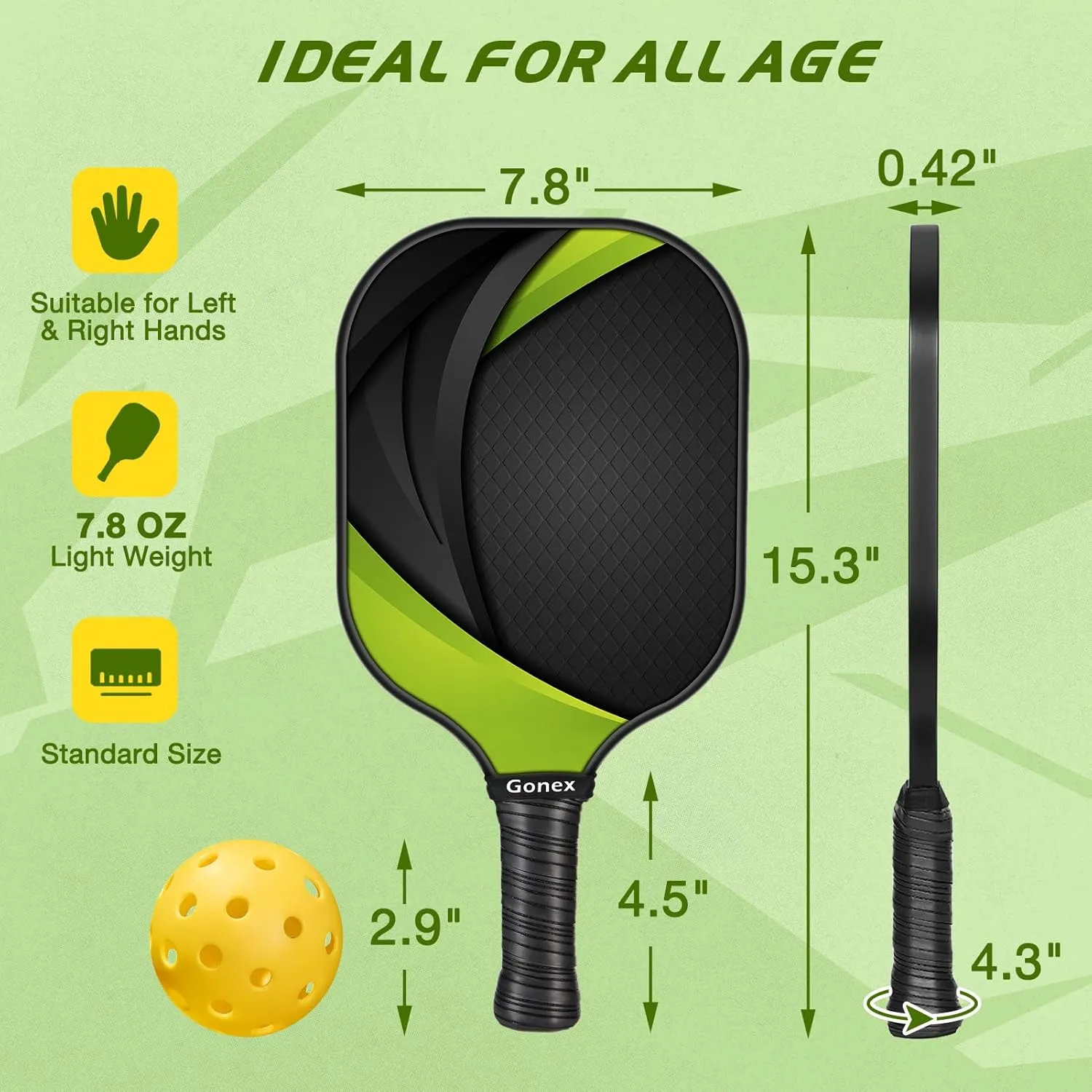 Gonex Pickleball Paddles, USAPA Approved Graphite Pickleball Rackets with Comfort Grip, Carbon Fiber Pickleball Set of 2/4 Paddles with 4 Balls, Portable Carry Bag