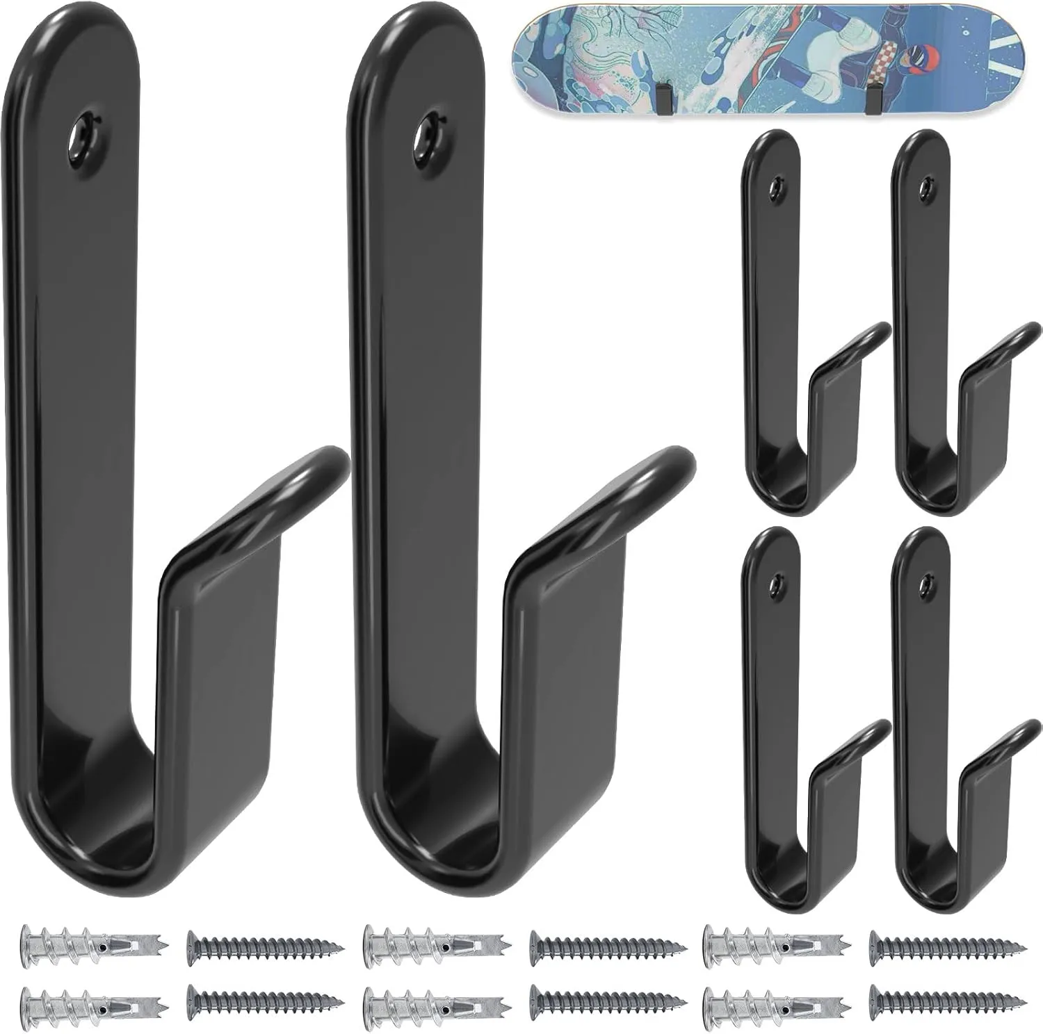 Horizontal Snowboard Wall Mount Clips - Snowboard Wall Rack Storage and Display for Room, Garage