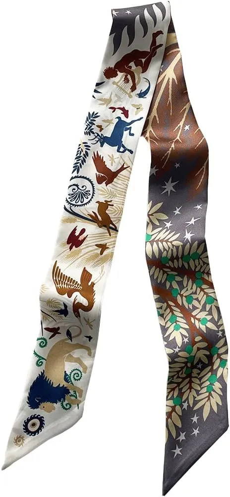 JERLA 100% Mulberry Silk Scarf for Women Men - Head Hair Ribbon, Handbag Handle Wrap, Tie Bundle, Neckerchief