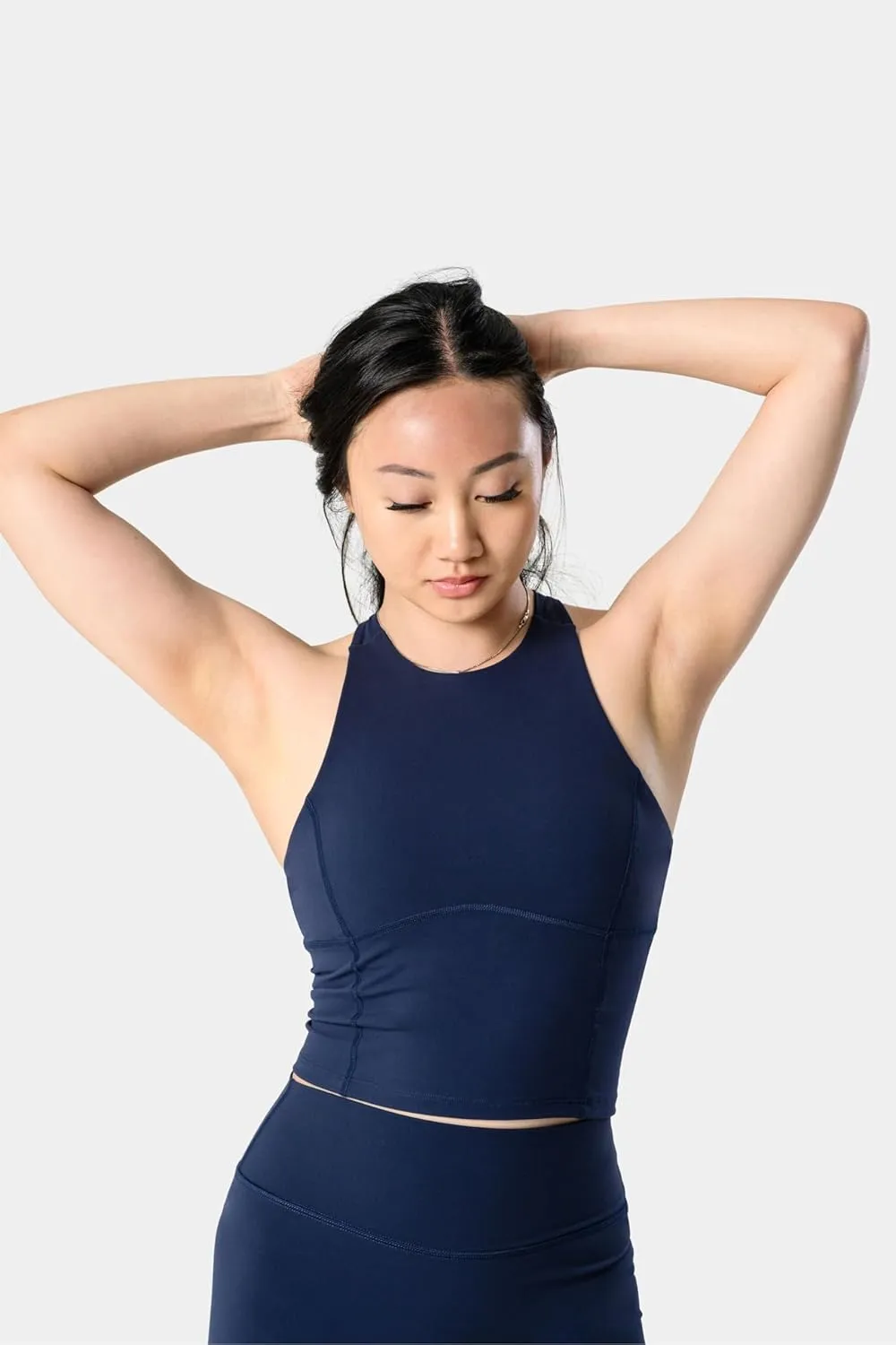 Kamo Fitness Ellyn Tank Top Crop Sports Bra for Women Soft Padded Built-in Bra Longline Yoga Running Workout