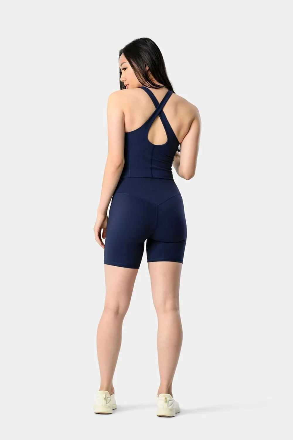 Kamo Fitness Ellyn Tank Top Crop Sports Bra for Women Soft Padded Built-in Bra Longline Yoga Running Workout