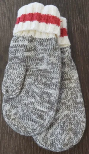 Knit Mittens with stripe