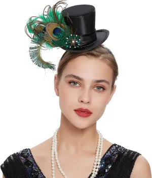 LATIMOON Fascinators Hat for Women Tea Party Headband Mini top Hats Cocktail Flower Mesh Feathers Hair Clip