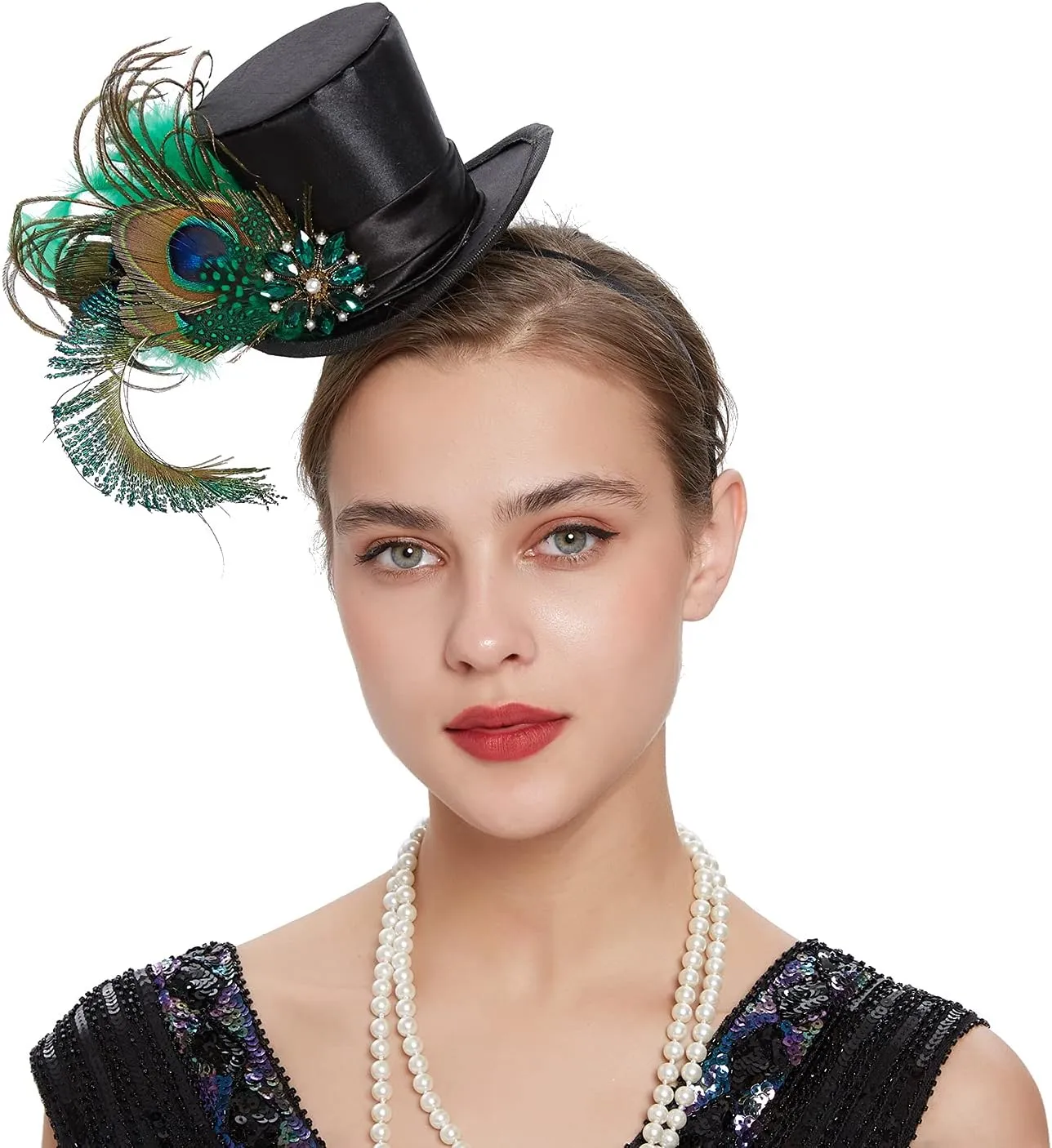 LATIMOON Fascinators Hat for Women Tea Party Headband Mini top Hats Cocktail Flower Mesh Feathers Hair Clip