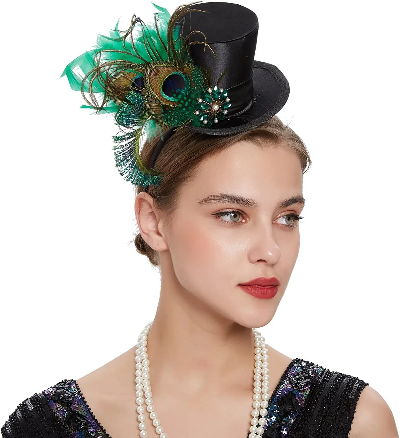 LATIMOON Fascinators Hat for Women Tea Party Headband Mini top Hats Cocktail Flower Mesh Feathers Hair Clip