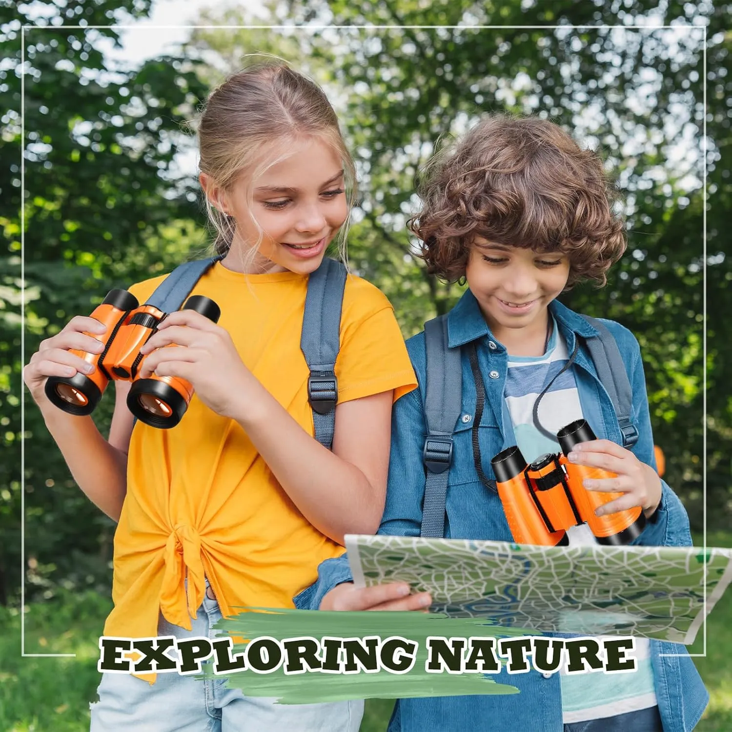 Libima 24 Pcs Binoculars for Kids Educational Compact Kids Binoculars with Neck String Toddler Telescope for Boys Girls Learning Bird Watching Camping Hiking Travel Safaris Birthday Gifts(Orange)