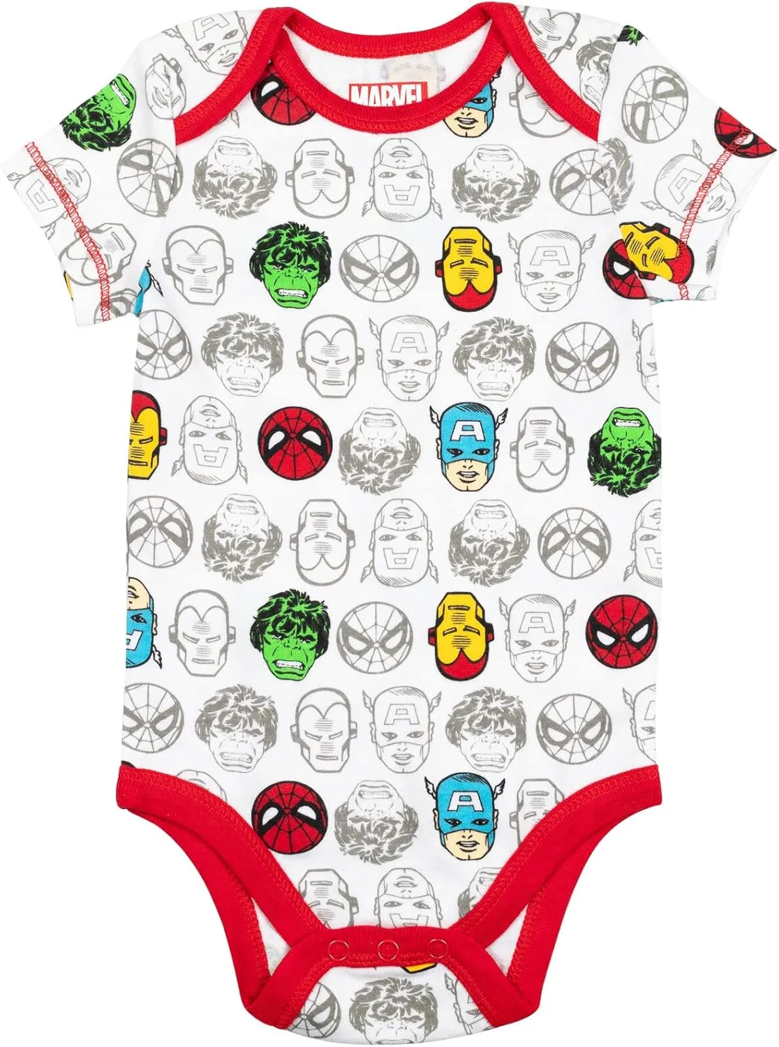 Marvel Baby Boys' 5 Pack Bodysuits - The Hulk, Spiderman, Iron Man, and Captain America