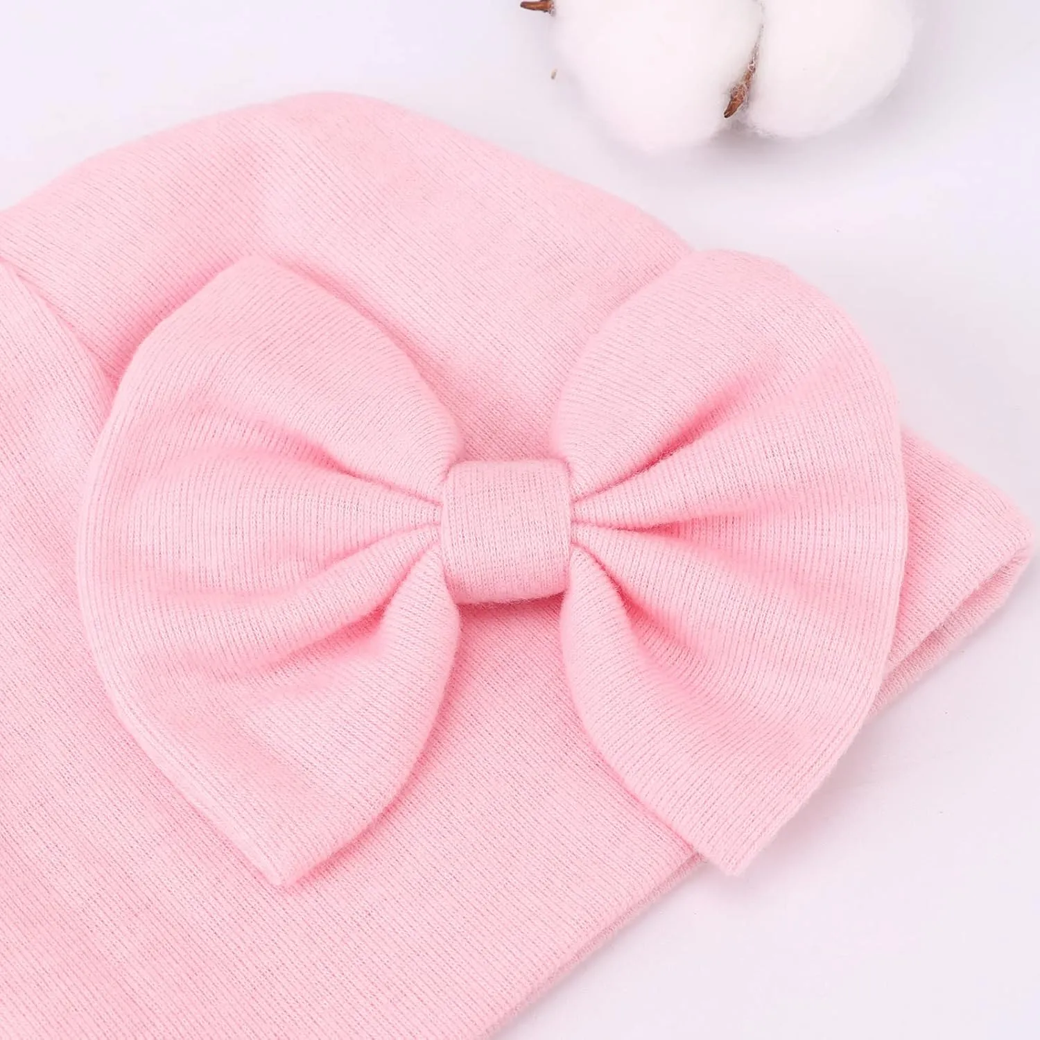 Newborn Baby Hats and Mittens Set Infant Bow Beanie Cap Toddler Gloves Newborn Hospital Hats for Baby Boy Girl 0-6 Months