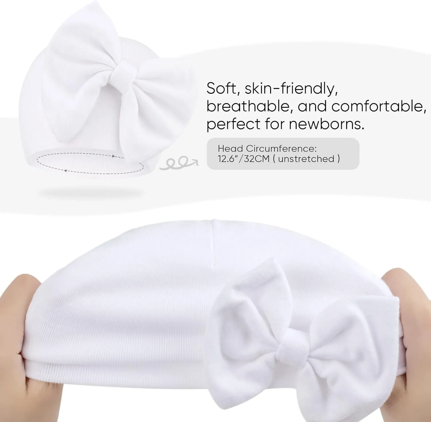 Newborn Baby Hats and Mittens Set Infant Bow Beanie Cap Toddler Gloves Newborn Hospital Hats for Baby Boy Girl 0-6 Months