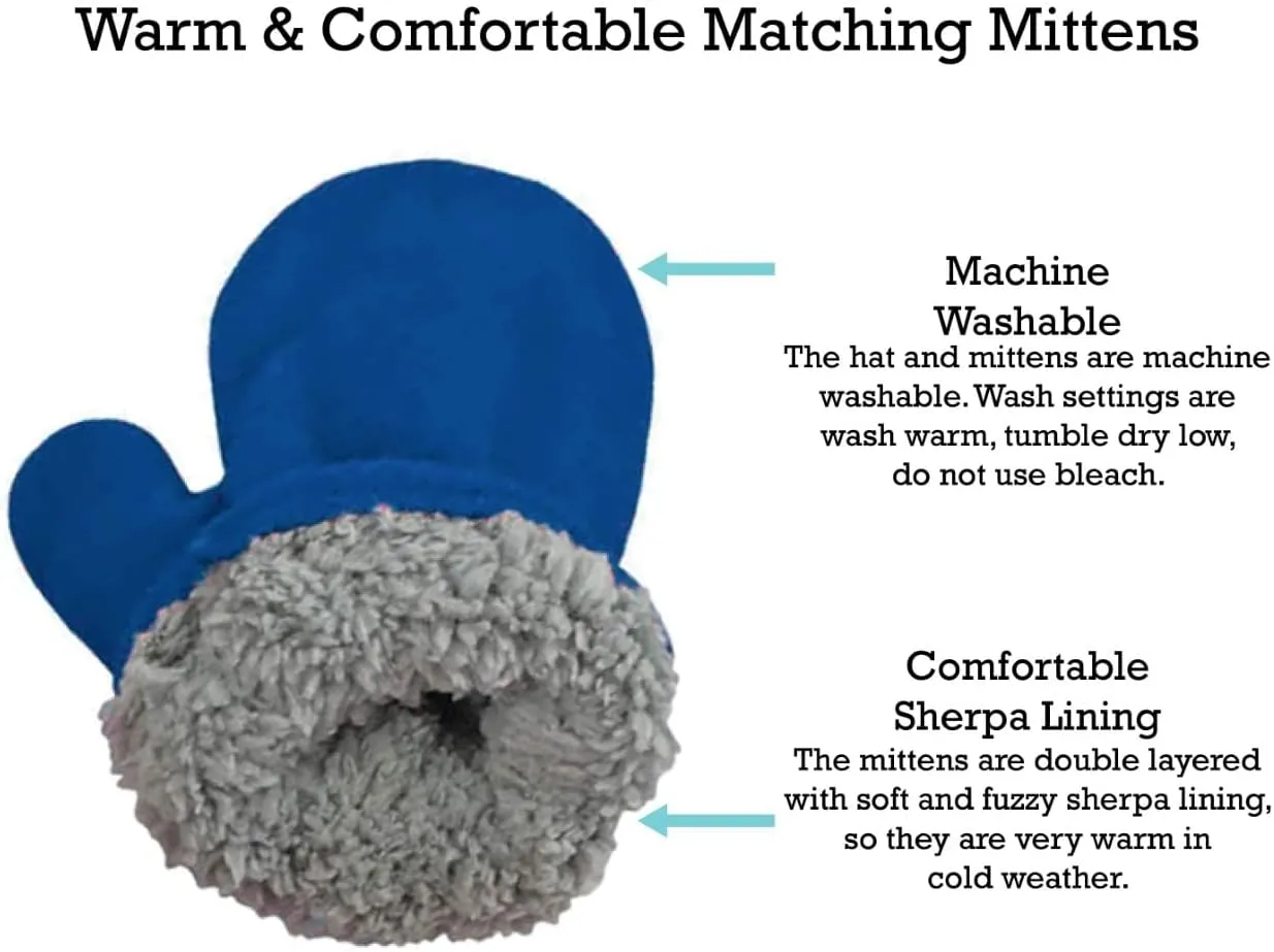 N'Ice Caps Toddler Baby Winter Hat Mitten Set - Kids Boys Girls Gloves Fleece Sherpa Lined