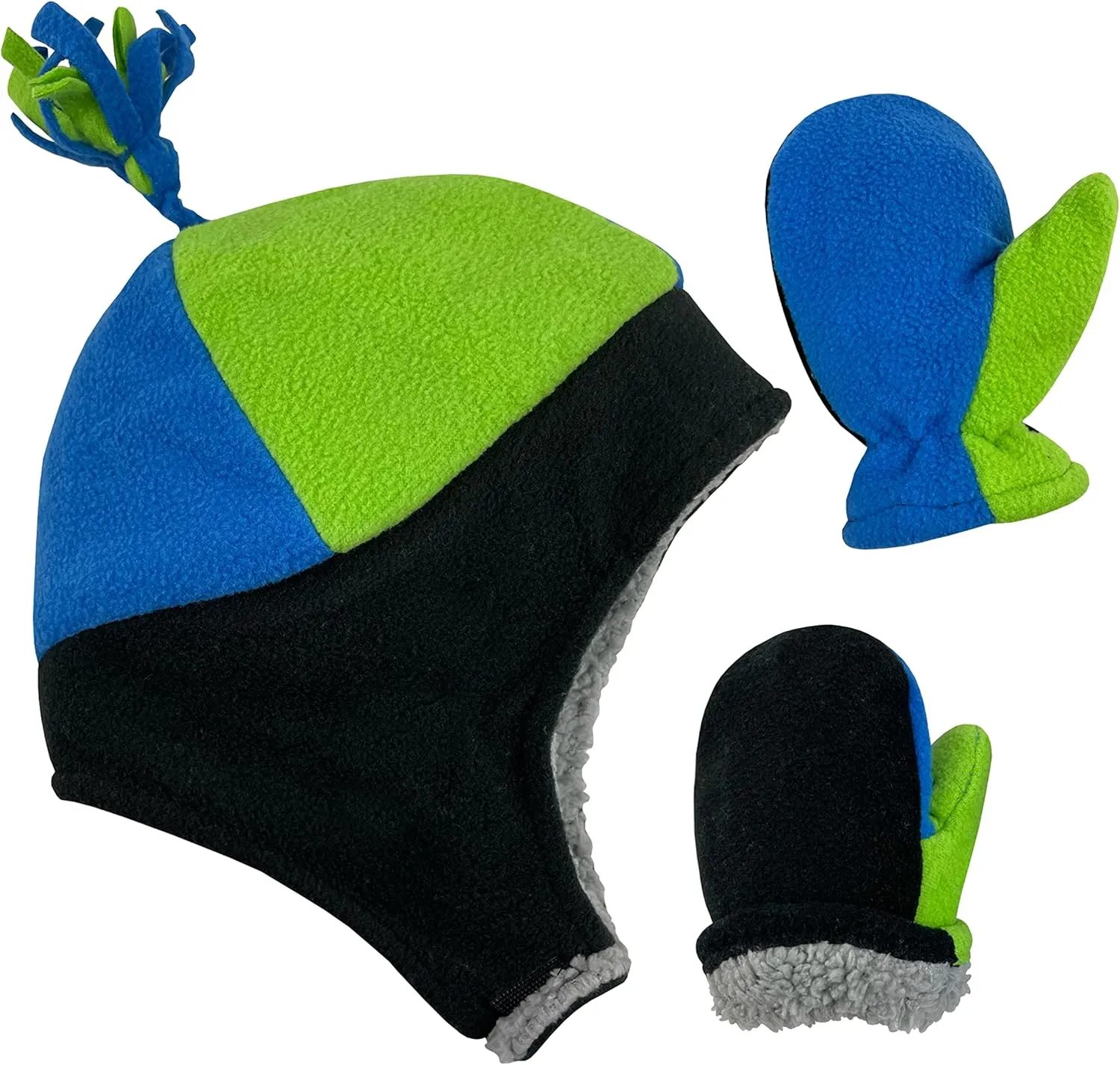 N'Ice Caps Toddler Baby Winter Hat Mitten Set - Kids Boys Girls Gloves Fleece Sherpa Lined