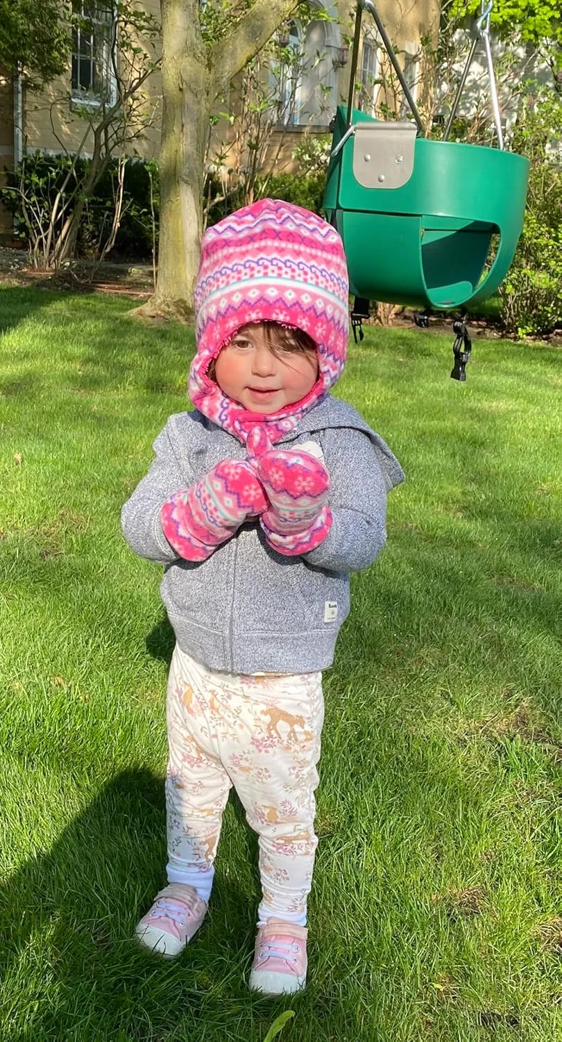 N'Ice Caps Toddler Baby Winter Hat Mitten Set - Kids Boys Girls Gloves Fleece Sherpa Lined