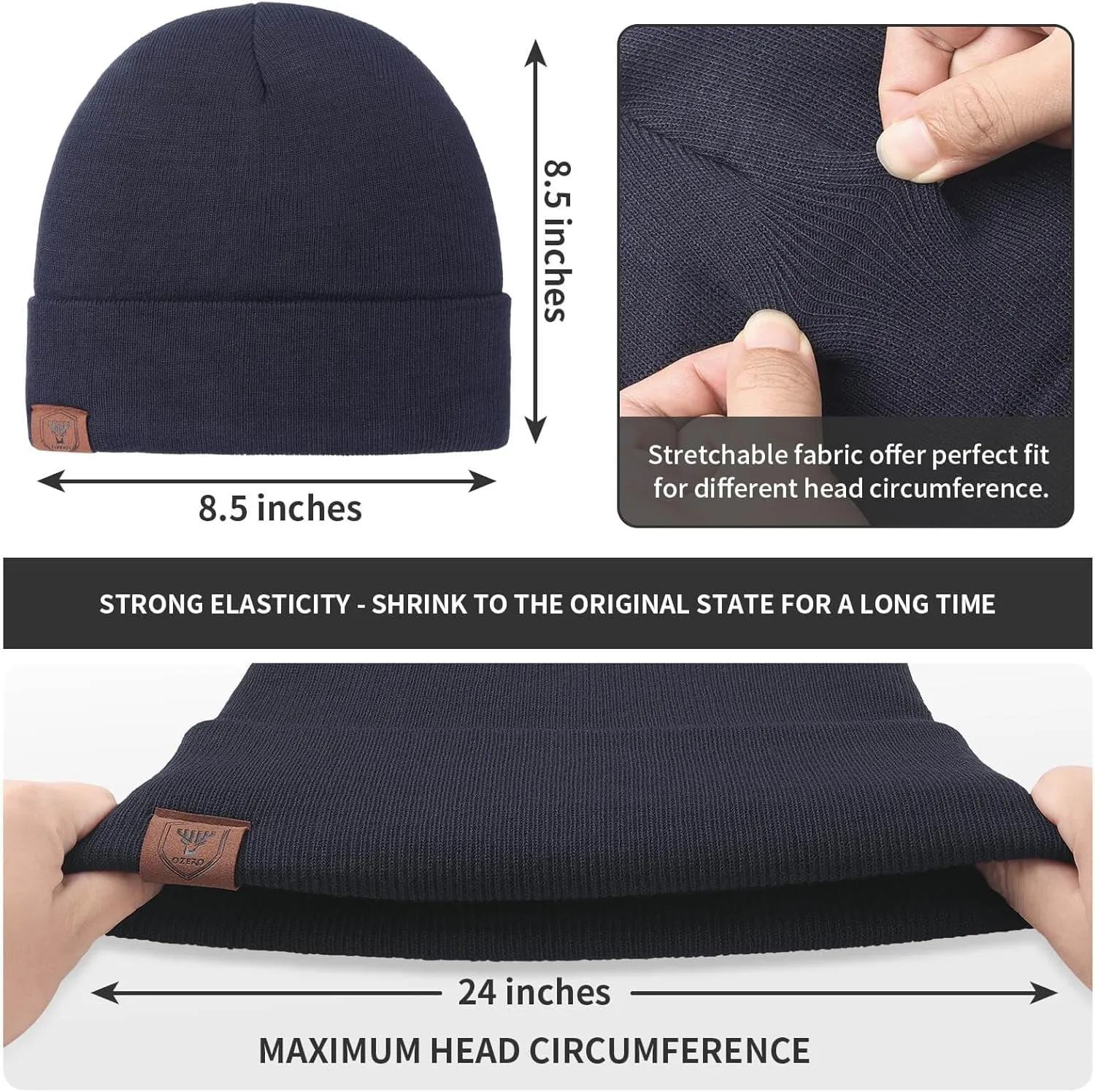 OZERO Winter Beanie Daily Hat - Thermal Polar Fleece Ski Stocking Skull Cap for Men and Women