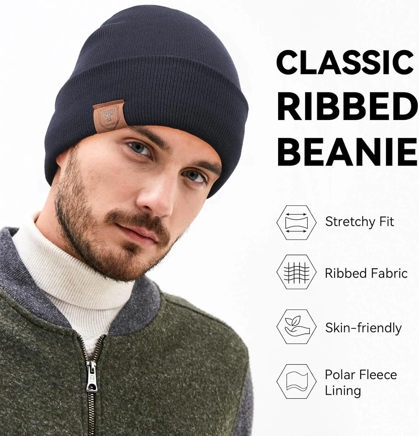 OZERO Winter Beanie Daily Hat - Thermal Polar Fleece Ski Stocking Skull Cap for Men and Women