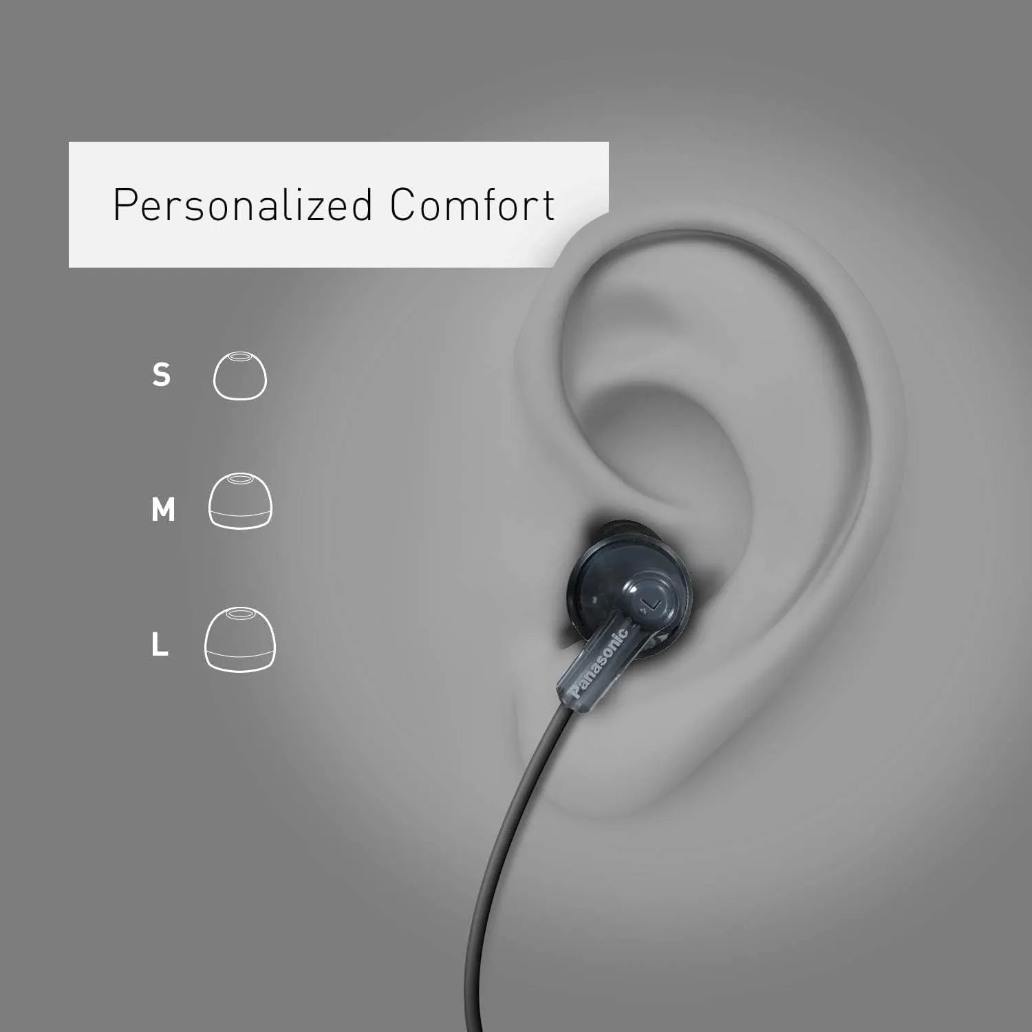 Panasonic ErgoFit Wired Earbuds, 3.5mm Jack in-Ear Headphones with Dynamic Crystal-Clear Sound and Soft Ergonomic Custom-Fit Earpieces (S/M/L), for Phones and Laptops - RP-HJE120-AA (Metallic Blue)
